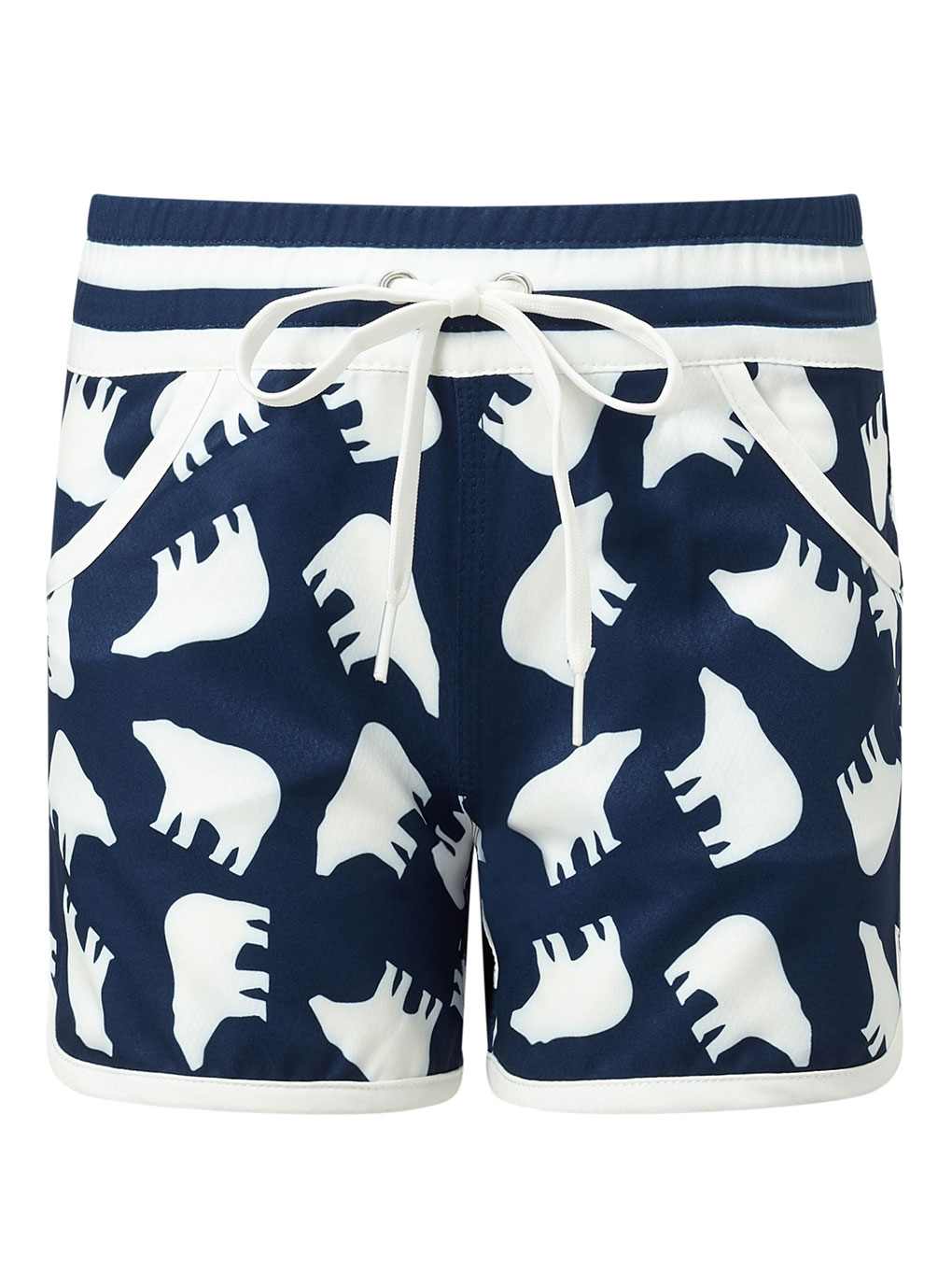 Perfect Moment Bear Resort Shorts Y6 In Navy-white-bear-print