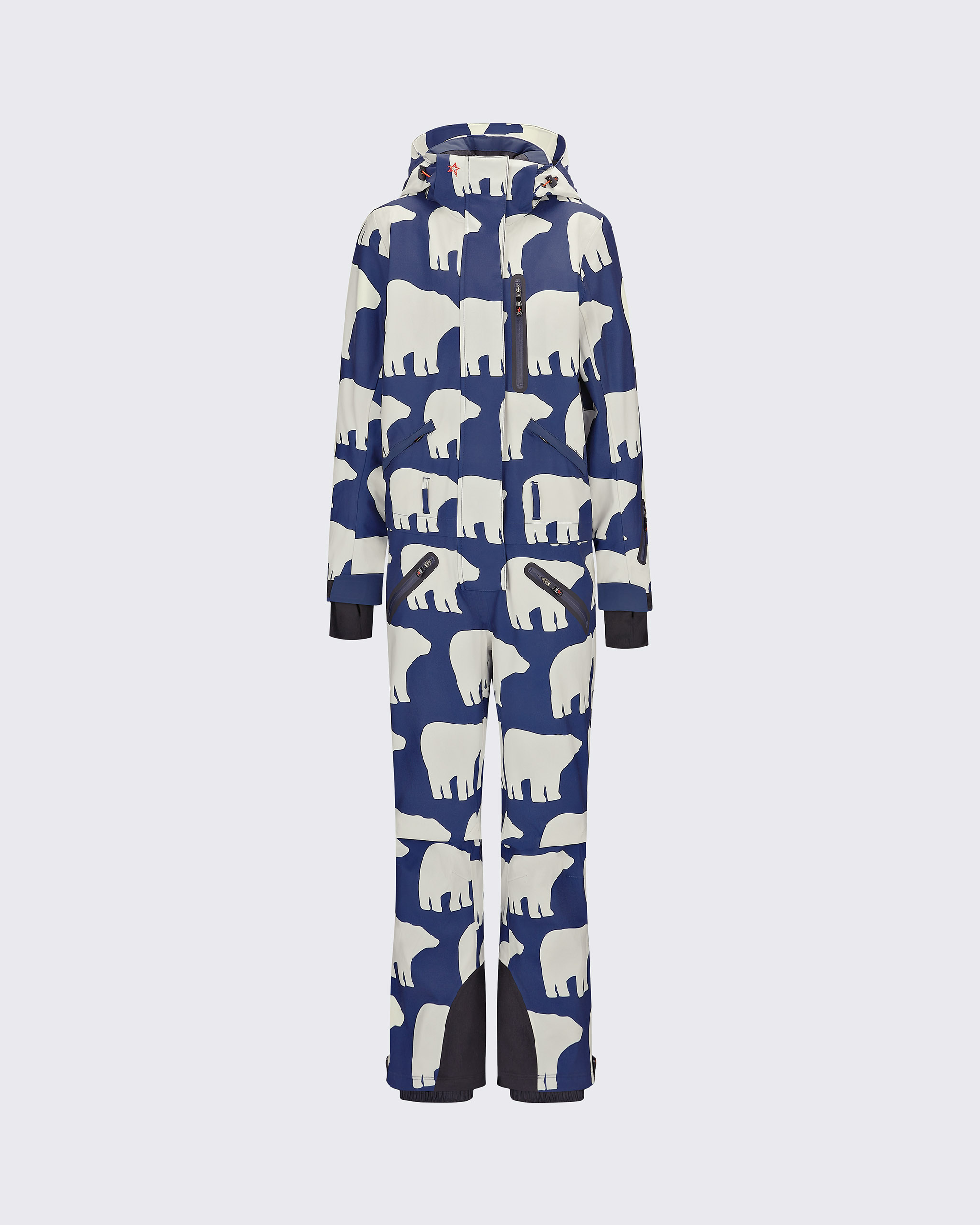 Perfect Moment Bear Print Ski Suit In Navy-white-bear-print