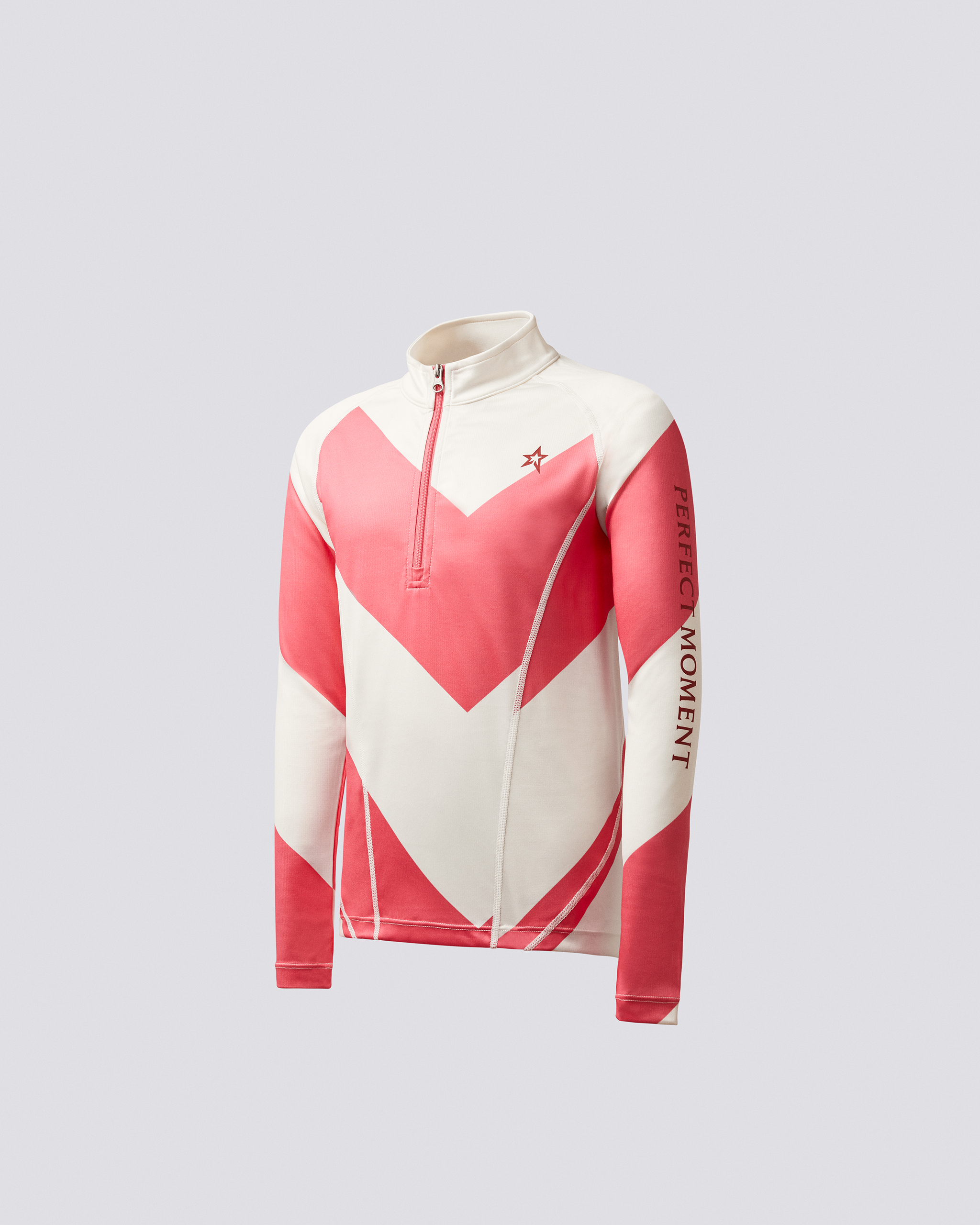 Perfect Moment Chevron Thermal Half-zip Y6 In Snow-white-peach-pink