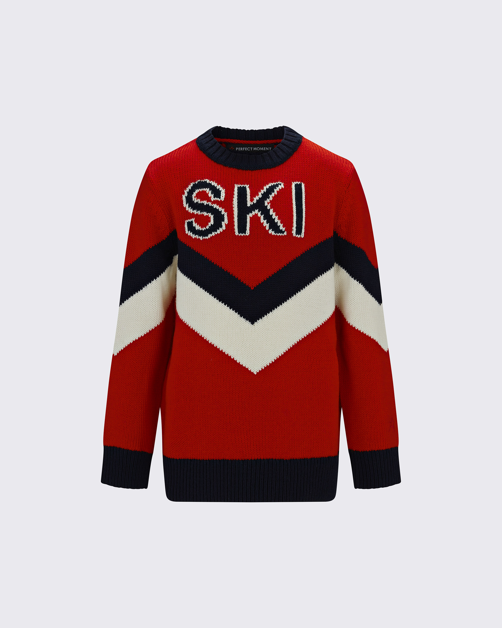 Perfect Moment Chevron Ski Merino Wool Sweater In Red