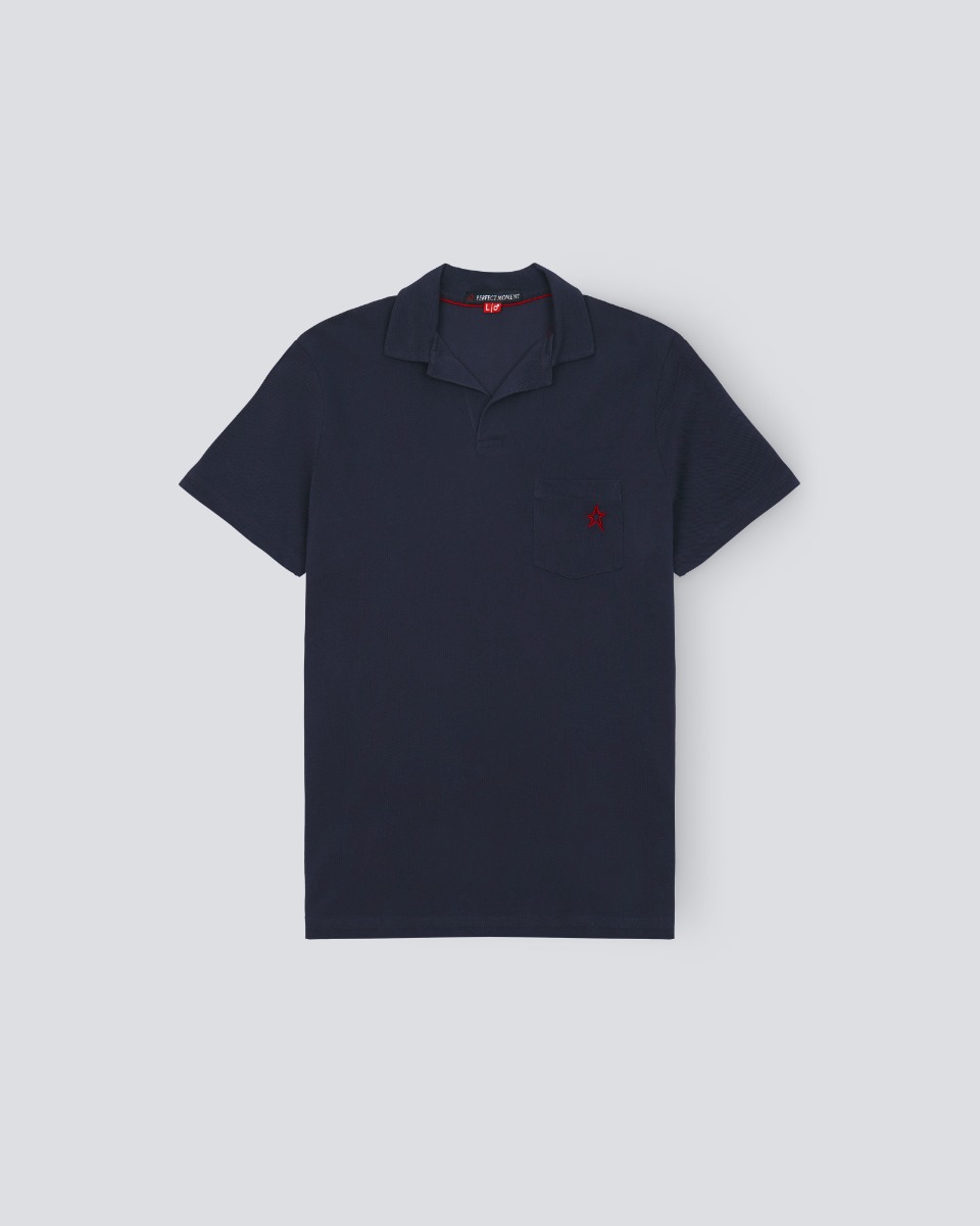 Perfect Moment Placket Pocket Polo Shirt In Navy