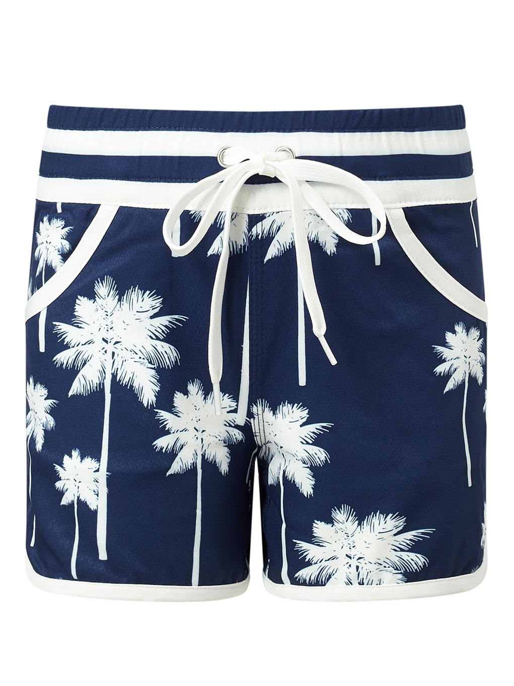 Perfect Moment Palm Resort Shorts Y12 In Navy-white-palm-print