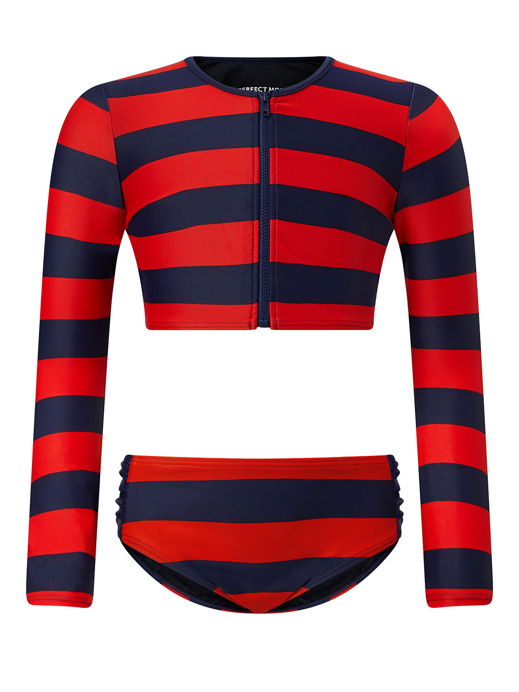 Perfect Moment Striped Rash Guard Y12 In Navy-red-stripe