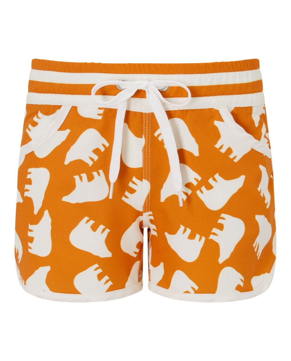 Perfect Moment Polar Bear-print Resort Shorts Y12 In Orange-white-bear-print
