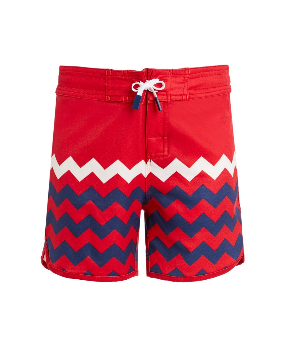 Perfect Moment Zigzag Board Shorts Y14 In Red-white-navy-zigzag-print