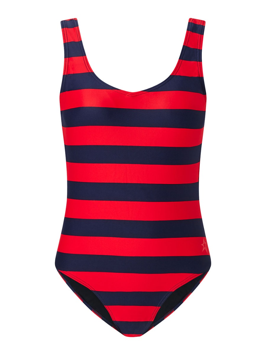 Perfect Moment Striped One Piece L In Navy-red