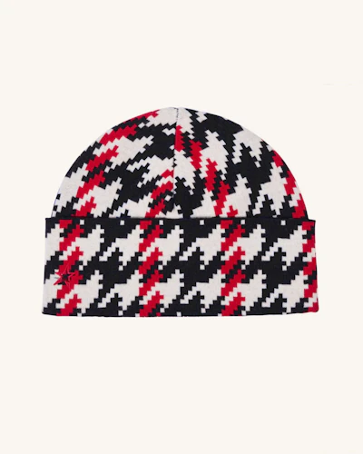 Houndstooth Merino Wool Beanie