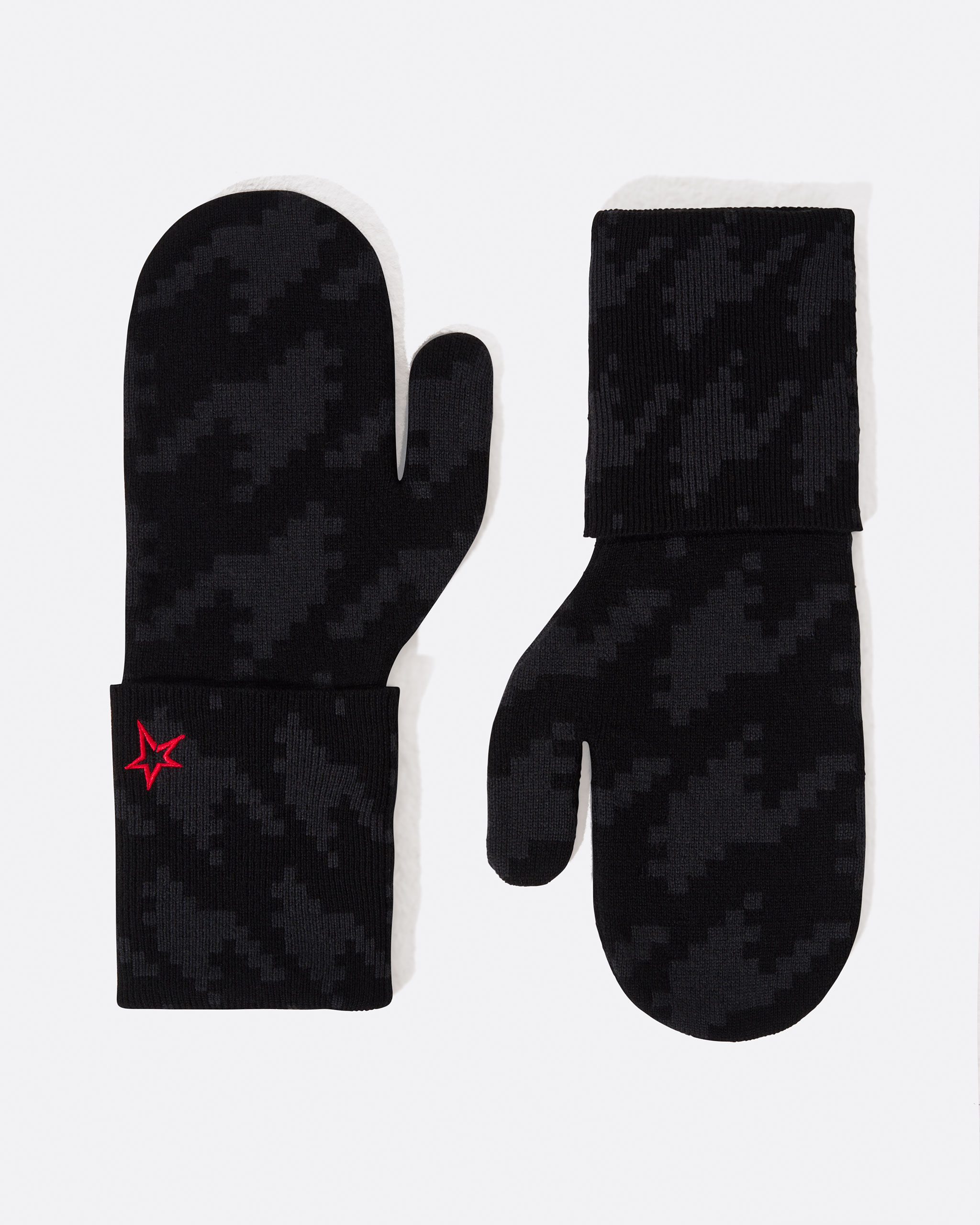 Perfect Moment Houndstooth Apres Mittens Onesize In Black-houndstooth