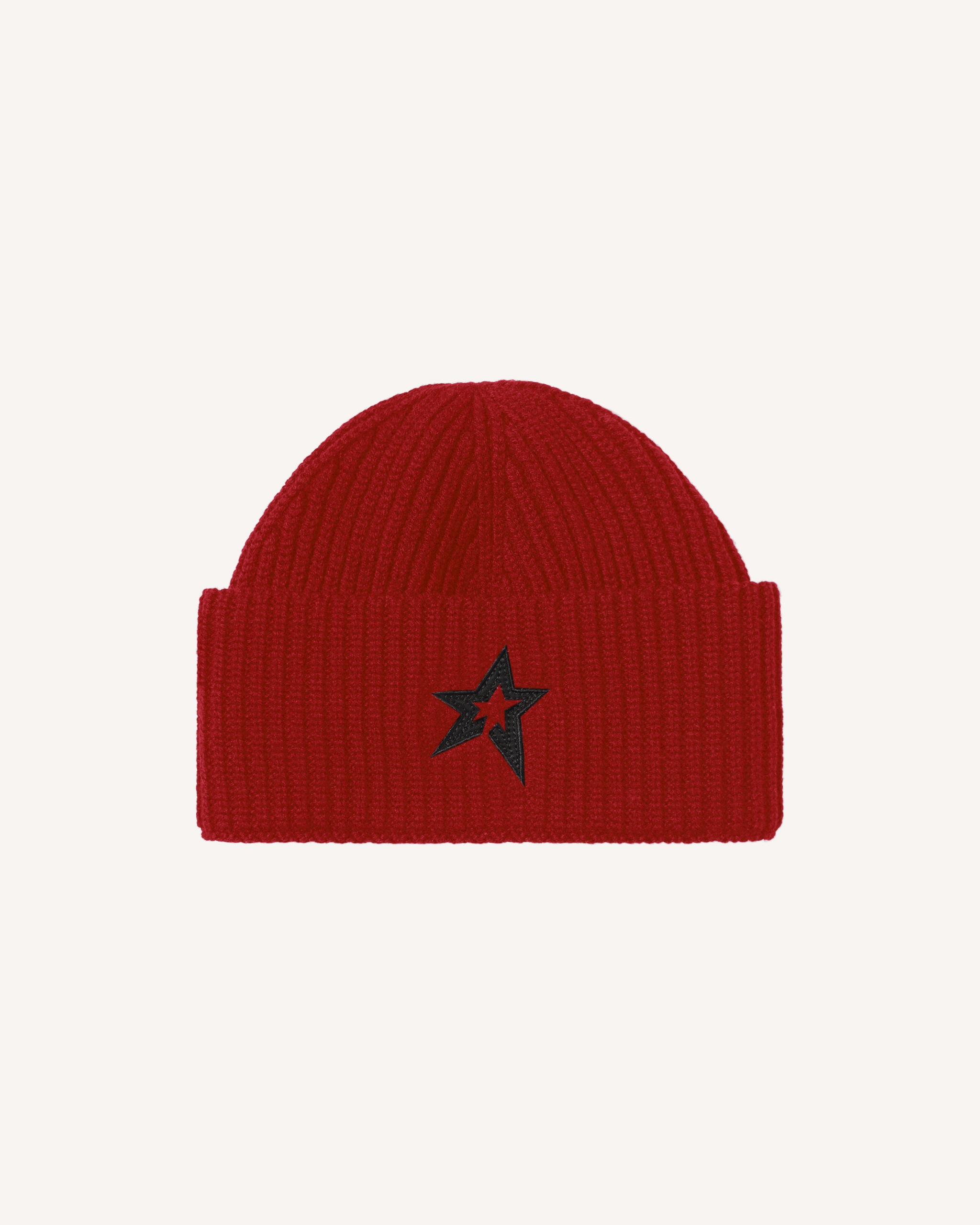 Perfect Moment Knitted Ribbed Star Beanie Onesize In Red