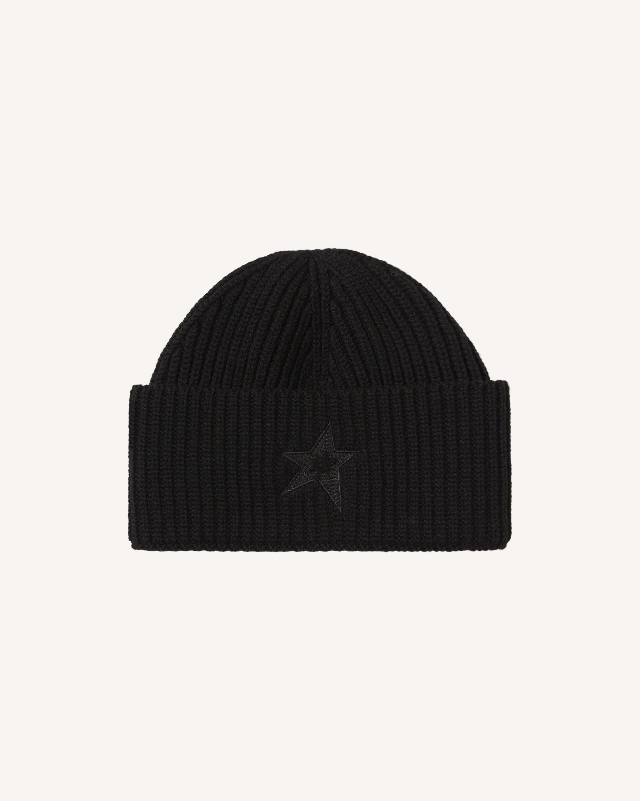Perfect Moment Knitted Ribbed Star Beanie Onesize In Black