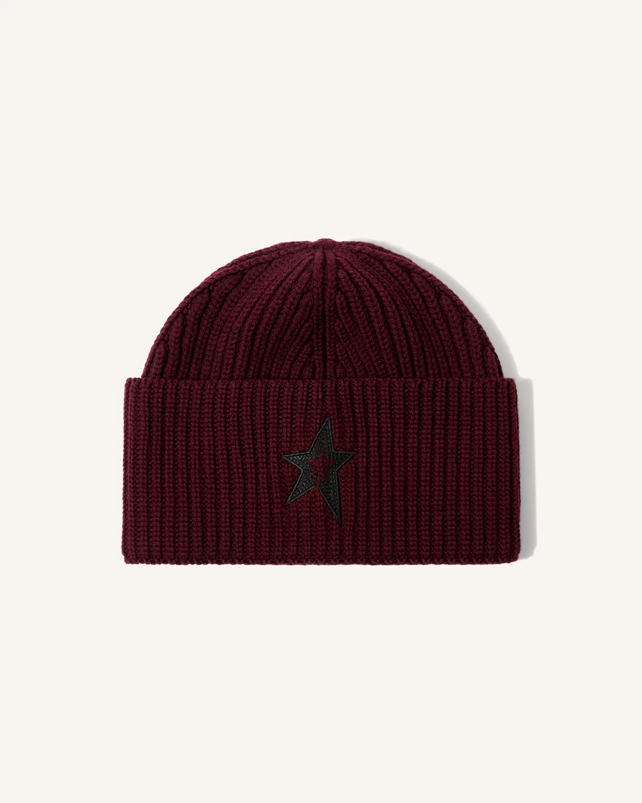Knitted Wool Ribbed Star Beanie 0 Knitted Wool Ribbed Star Beanie