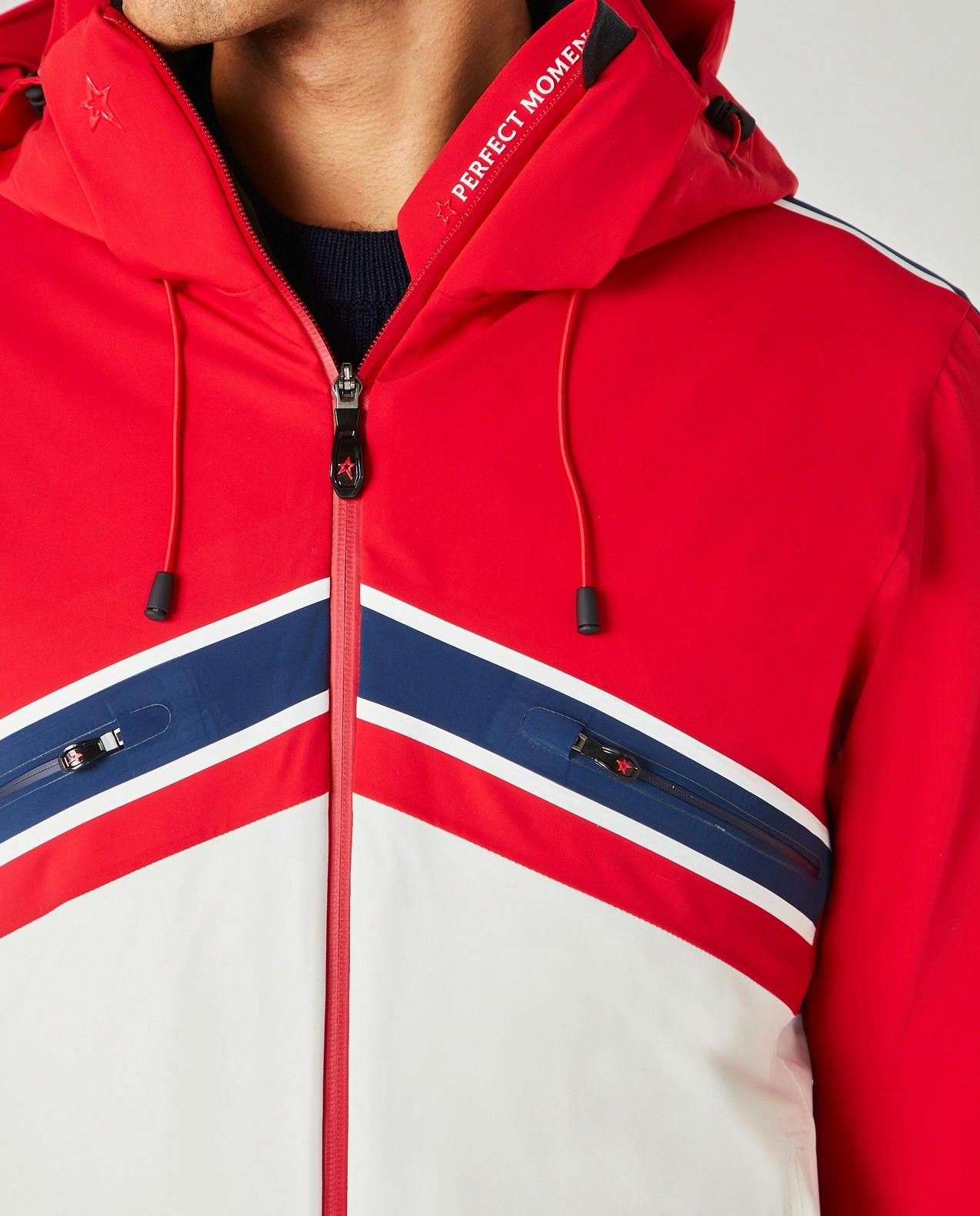 chevron colour block down jacket