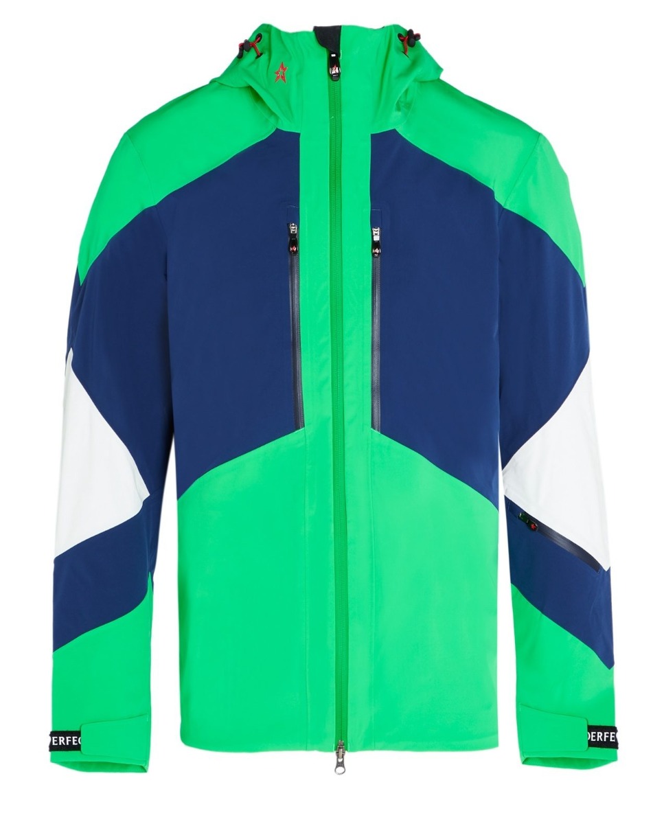 Perfect Moment Heli 3 Hooded Jacket In Nordic-green-navy-snow-white-stripe