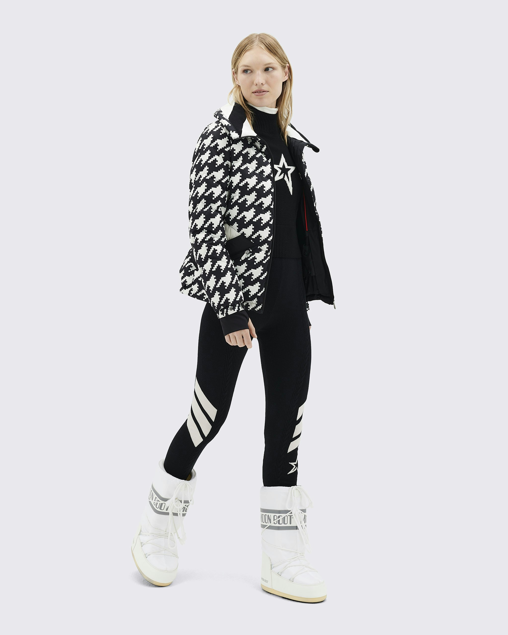 Perfect Moment Thermal Houndstooth Ski Leggings In Black