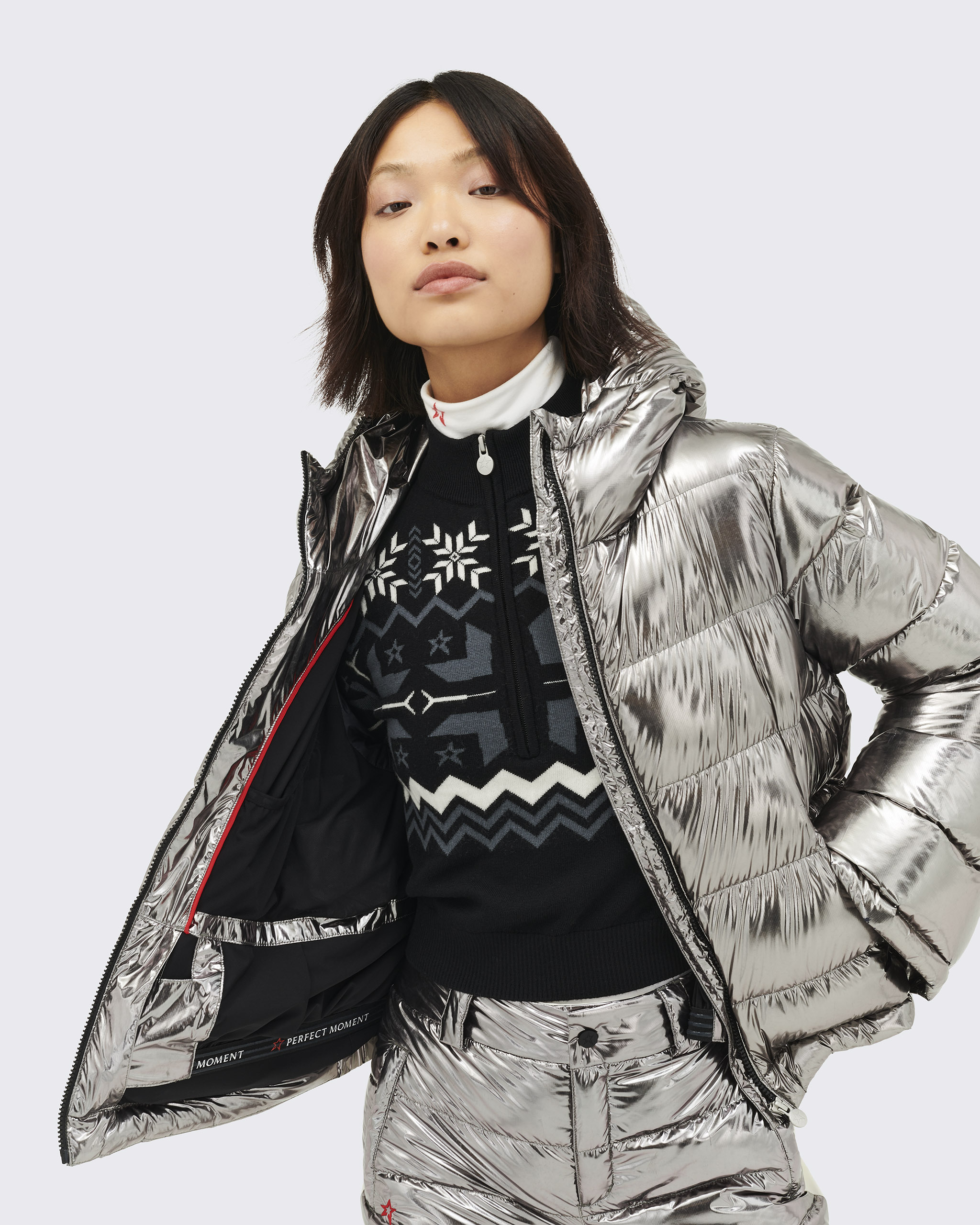 Metallic silver deals ski jacket