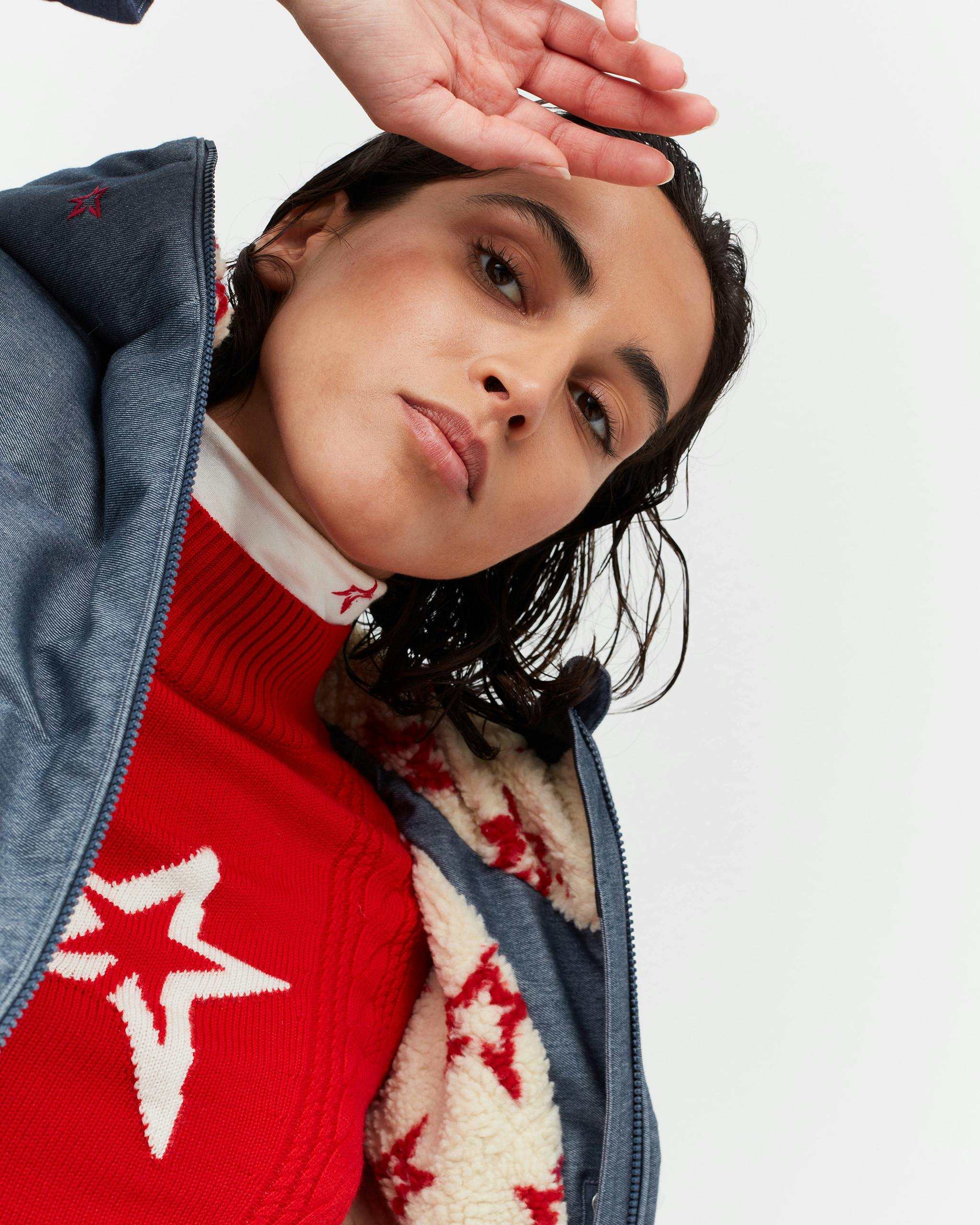Denim Polar Flare Down Jacket Perfect Moment Denim Polar Flare Down Jacket Perfect Moment
