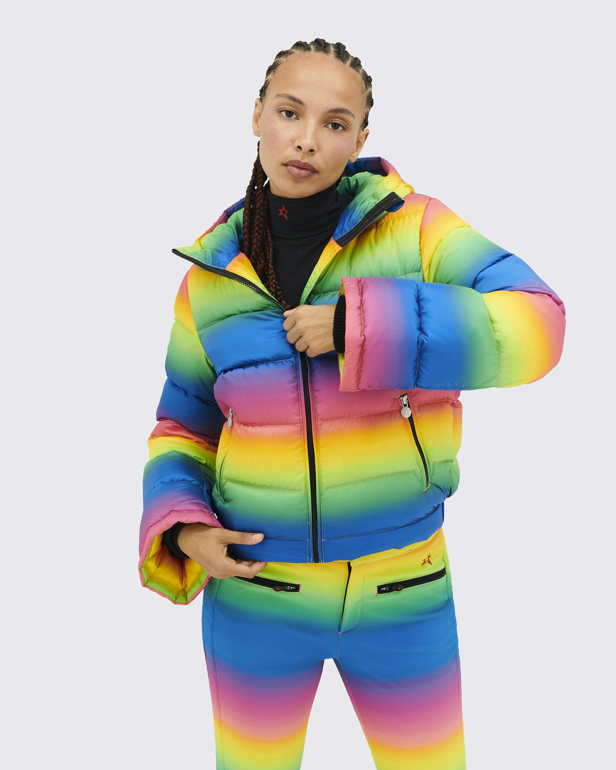 Rainbow Polar Flare Down Jacket | Perfect Moment