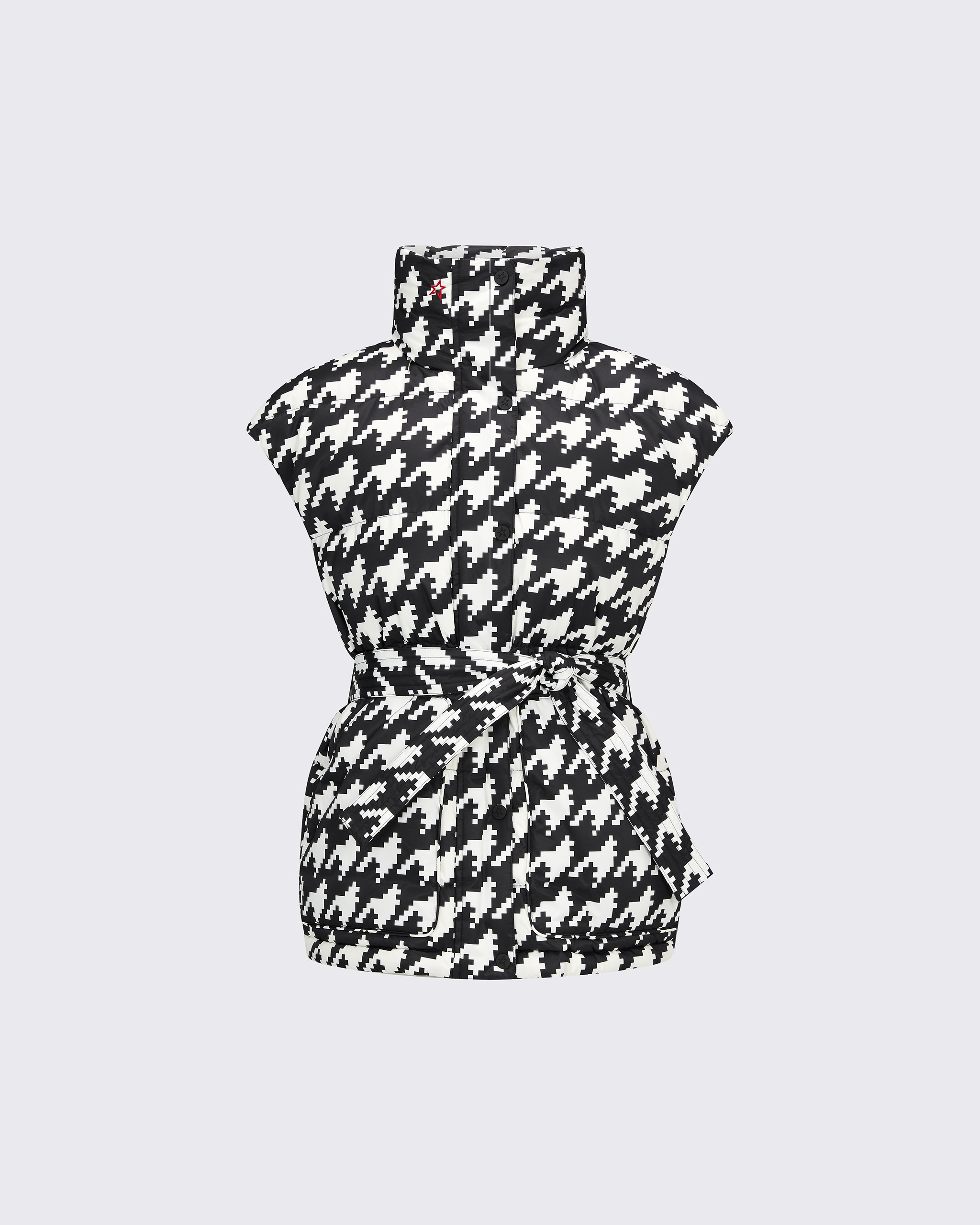Shop Perfect Moment Houndstooth Oversized Vest Ii In Black-white-houndstooth-print