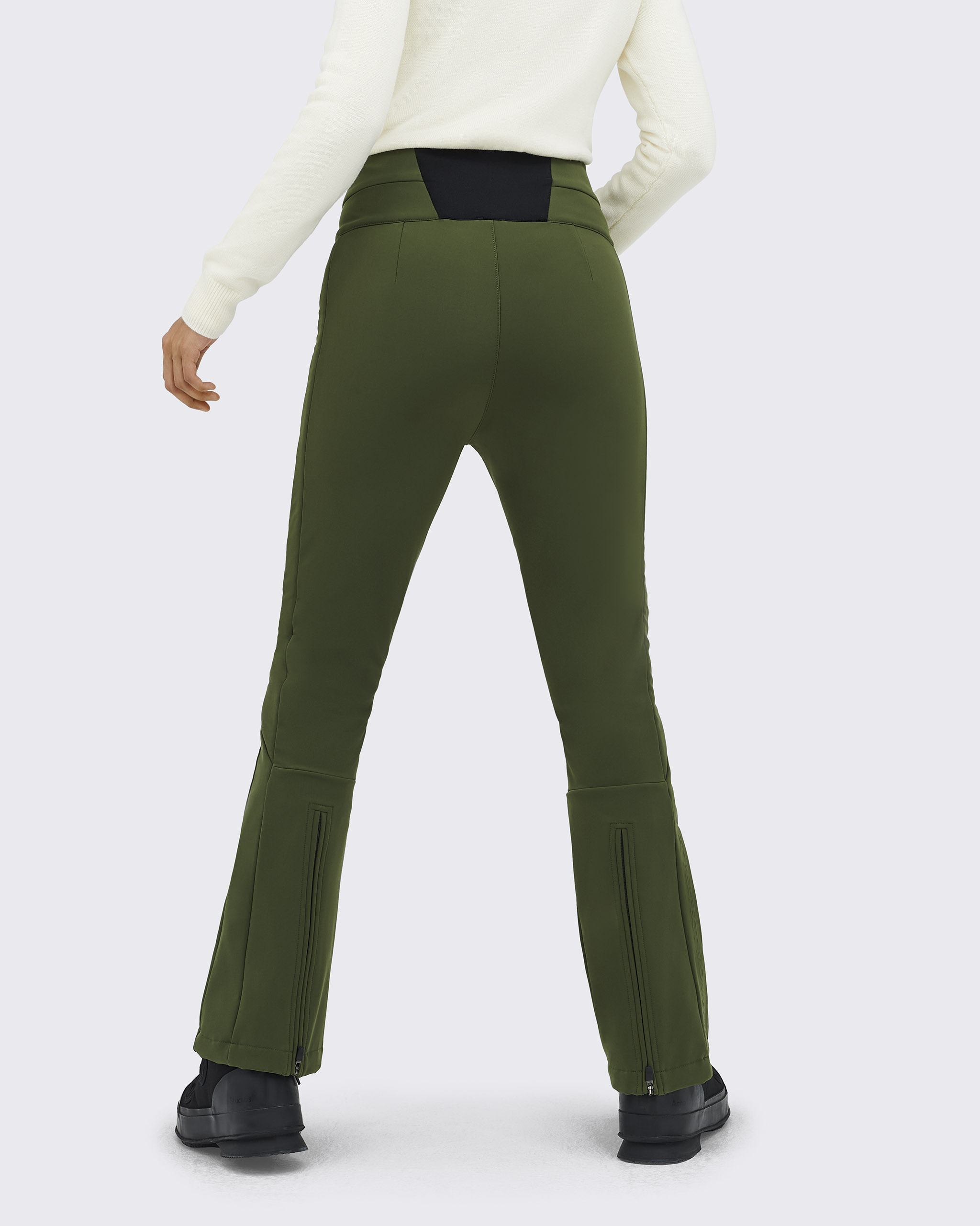 Green Aurora corduroy high-waist flared ski trousers