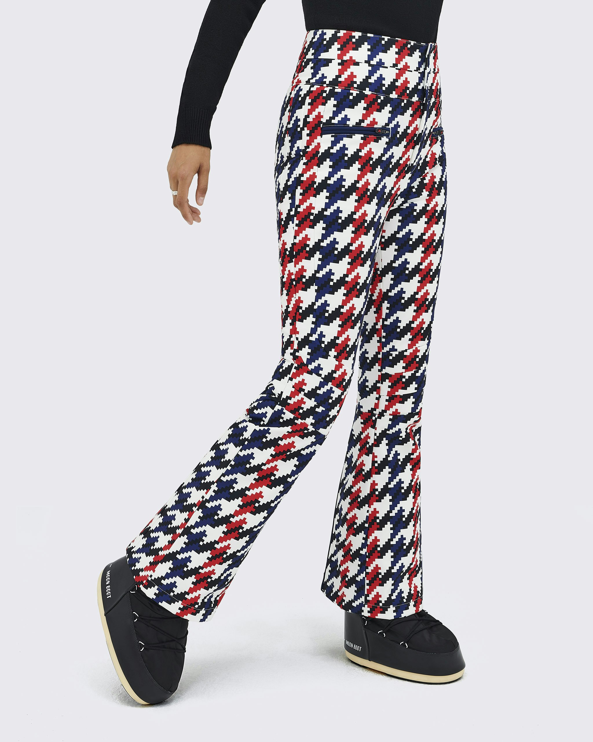 Aurora high-rise houndstooth softshell ski pants in multicoloured