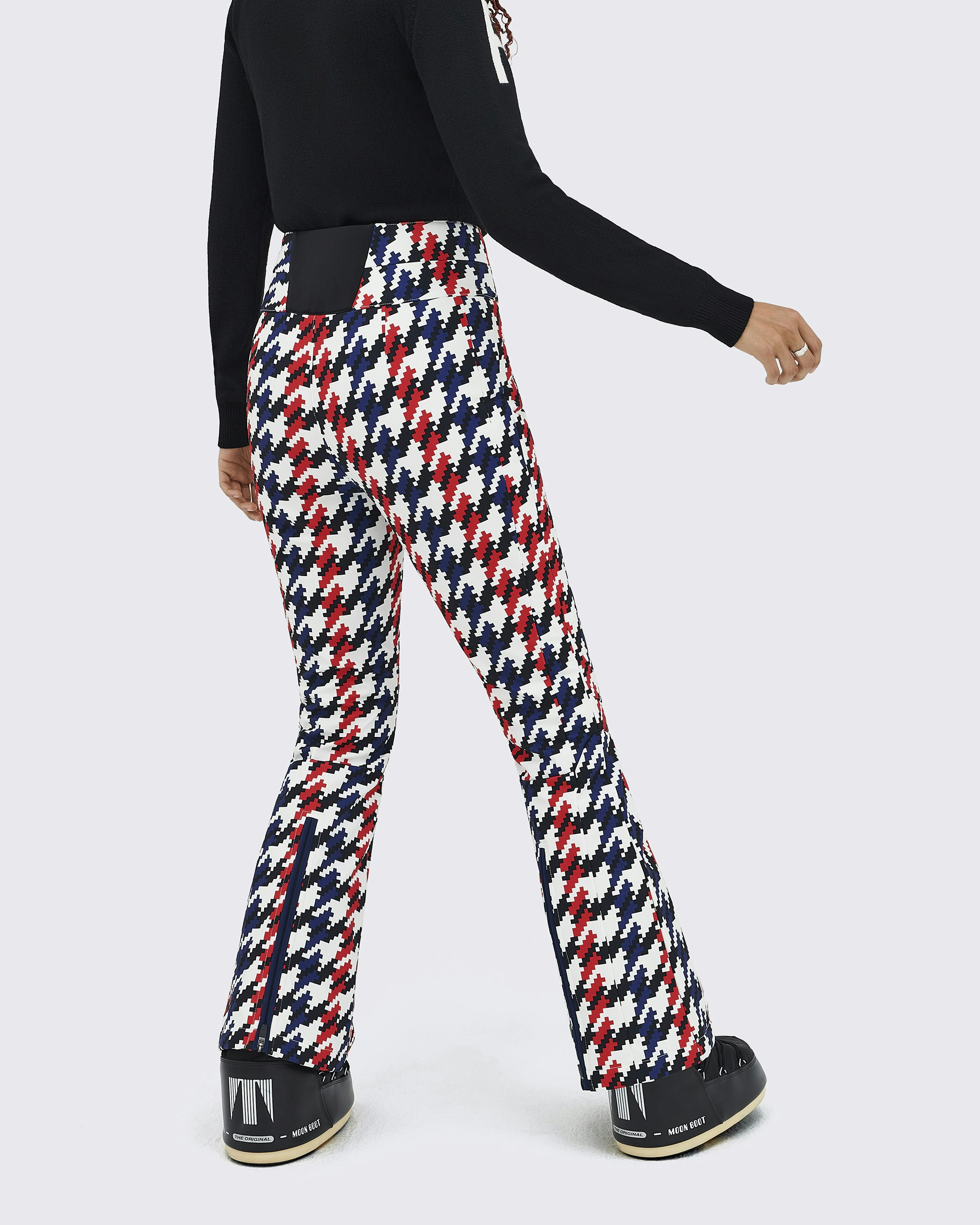 Perfect Moment Aurora High Waist Flare Womens Ski Pants in Houndstooth