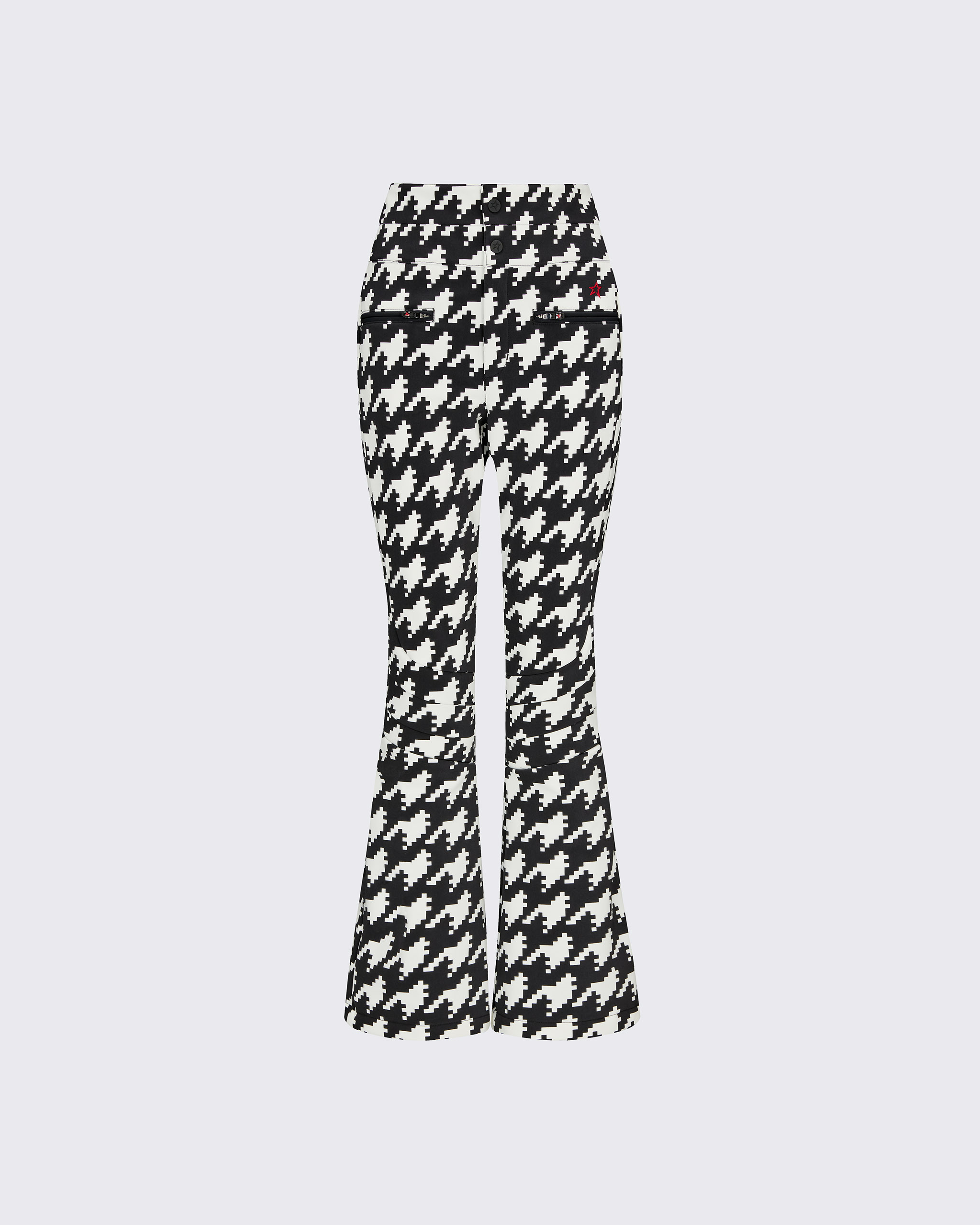Shop Perfect Moment Houndstooth Aurora High Waist Flare Pants In Houndstooth-black-snow-white