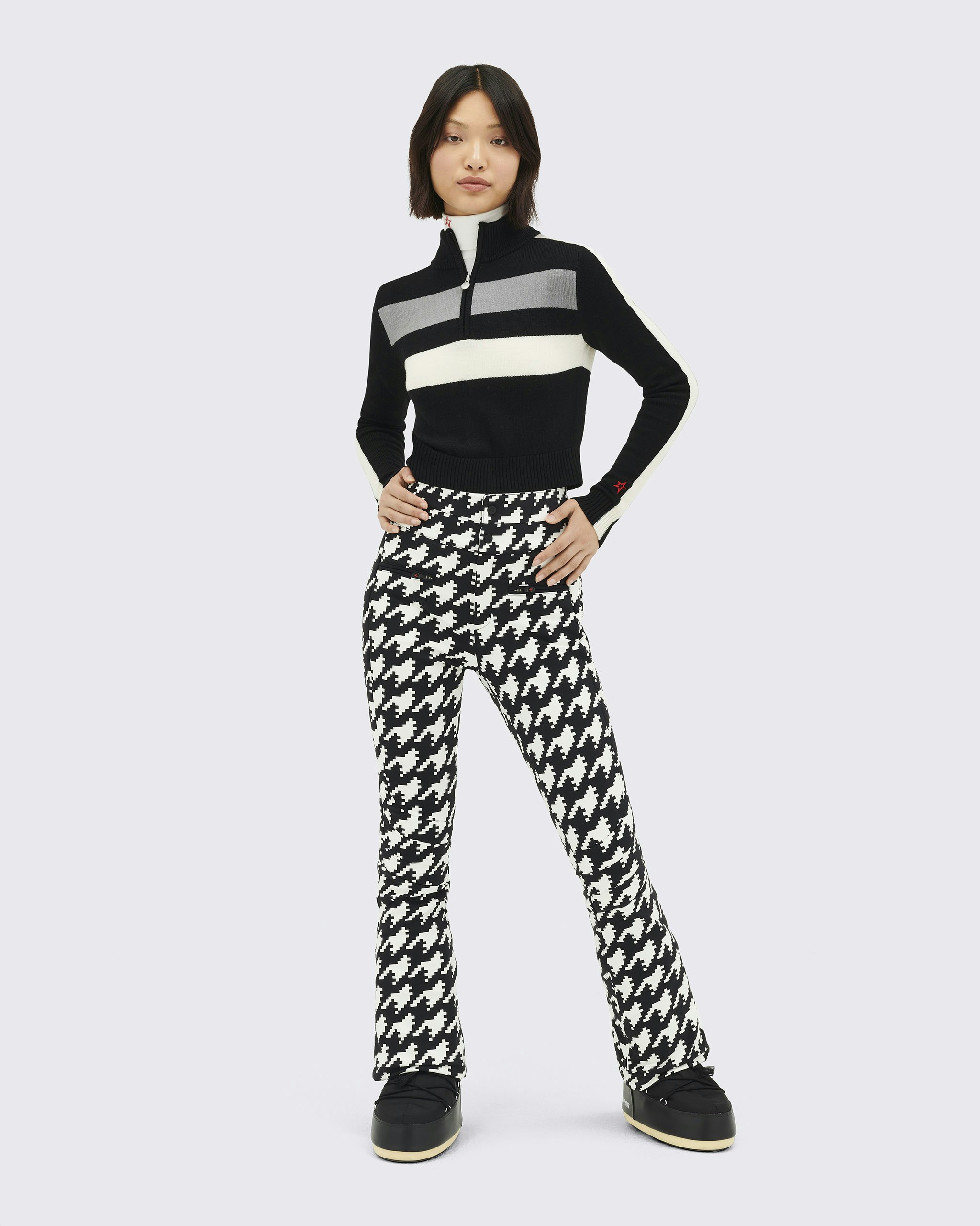 Perfect Moment Women's Houndstooth Aurora High Waist Flare Pant - Came