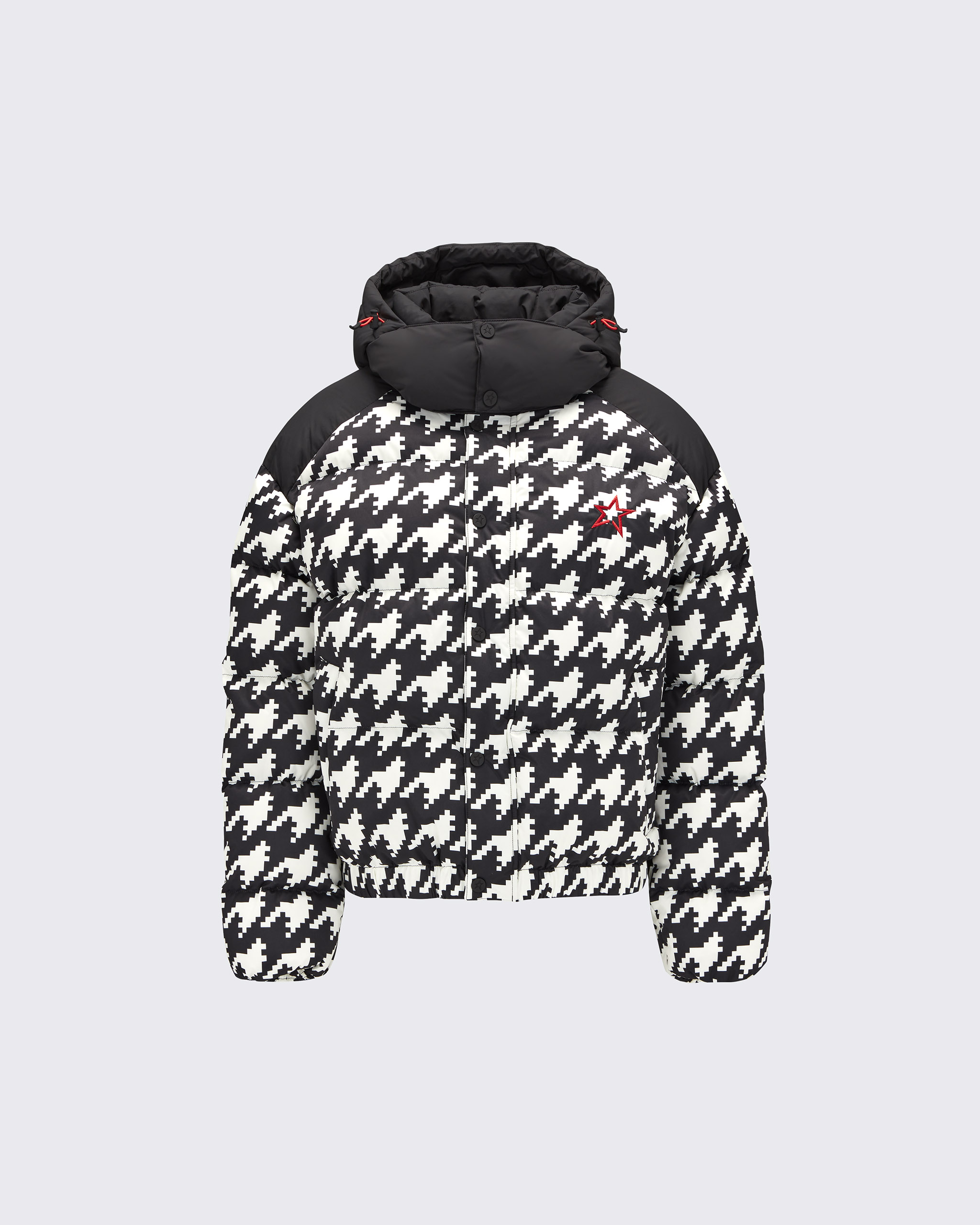 Shop Perfect Moment Houndstooth Moment Puffer In Houndstooth-black-snow-white
