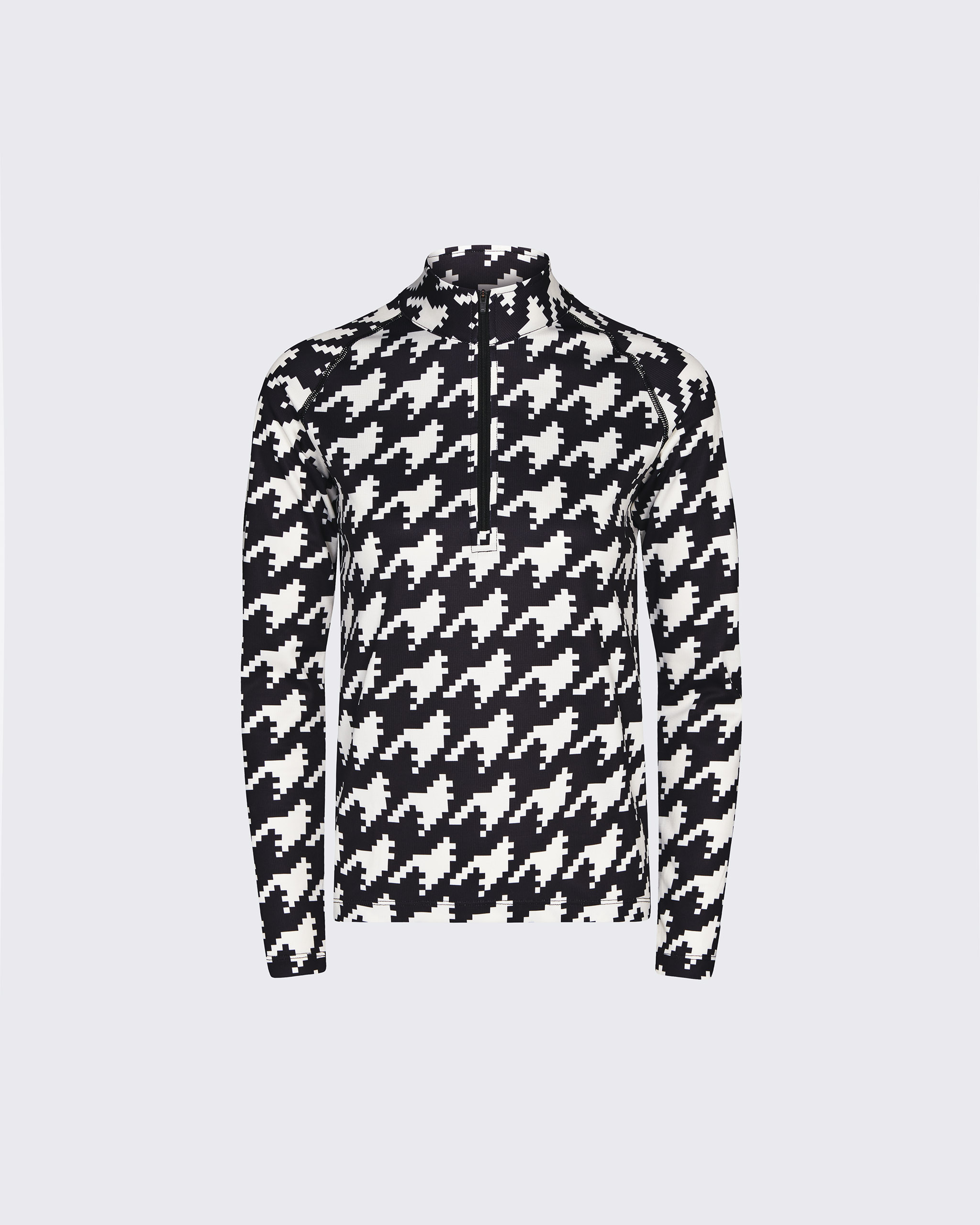 Shop Perfect Moment Houndstooth Thermal Half Zip Top In Houndstooth-black-snow-white