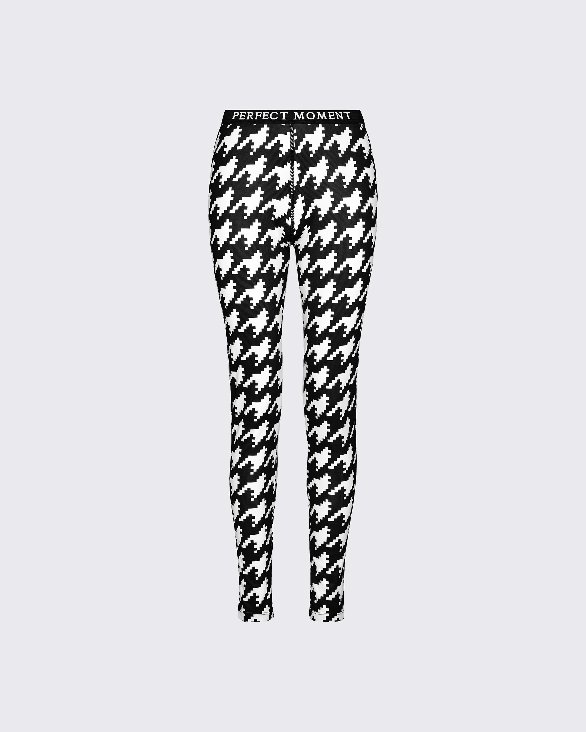 Shop Perfect Moment Houndstooth Thermal Leggings In Houndstooth-black-snow-white