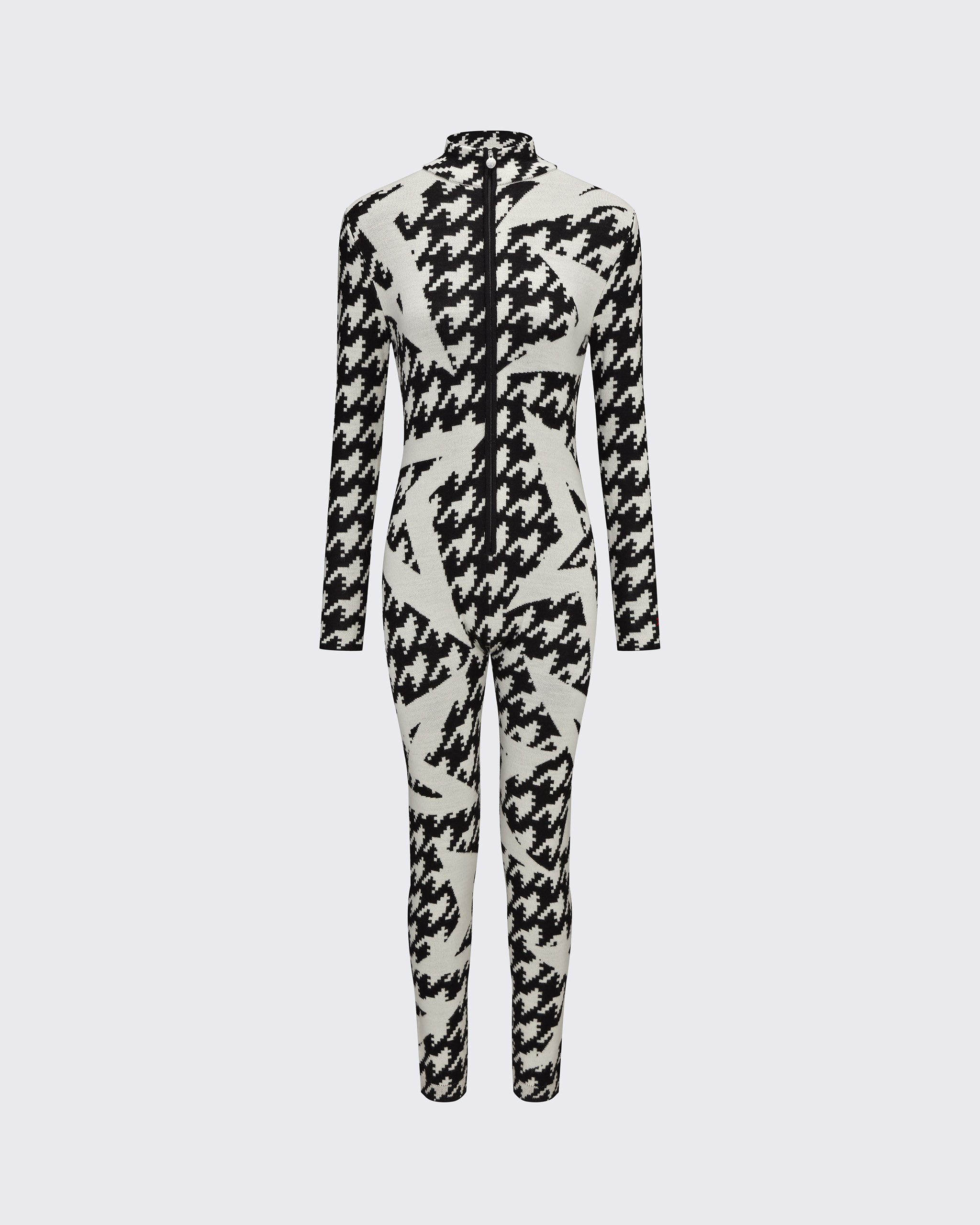 Perfect Moment Houndstooth Star Merino Wool Jumpsuit L In Black-white-houndstooth-starlight