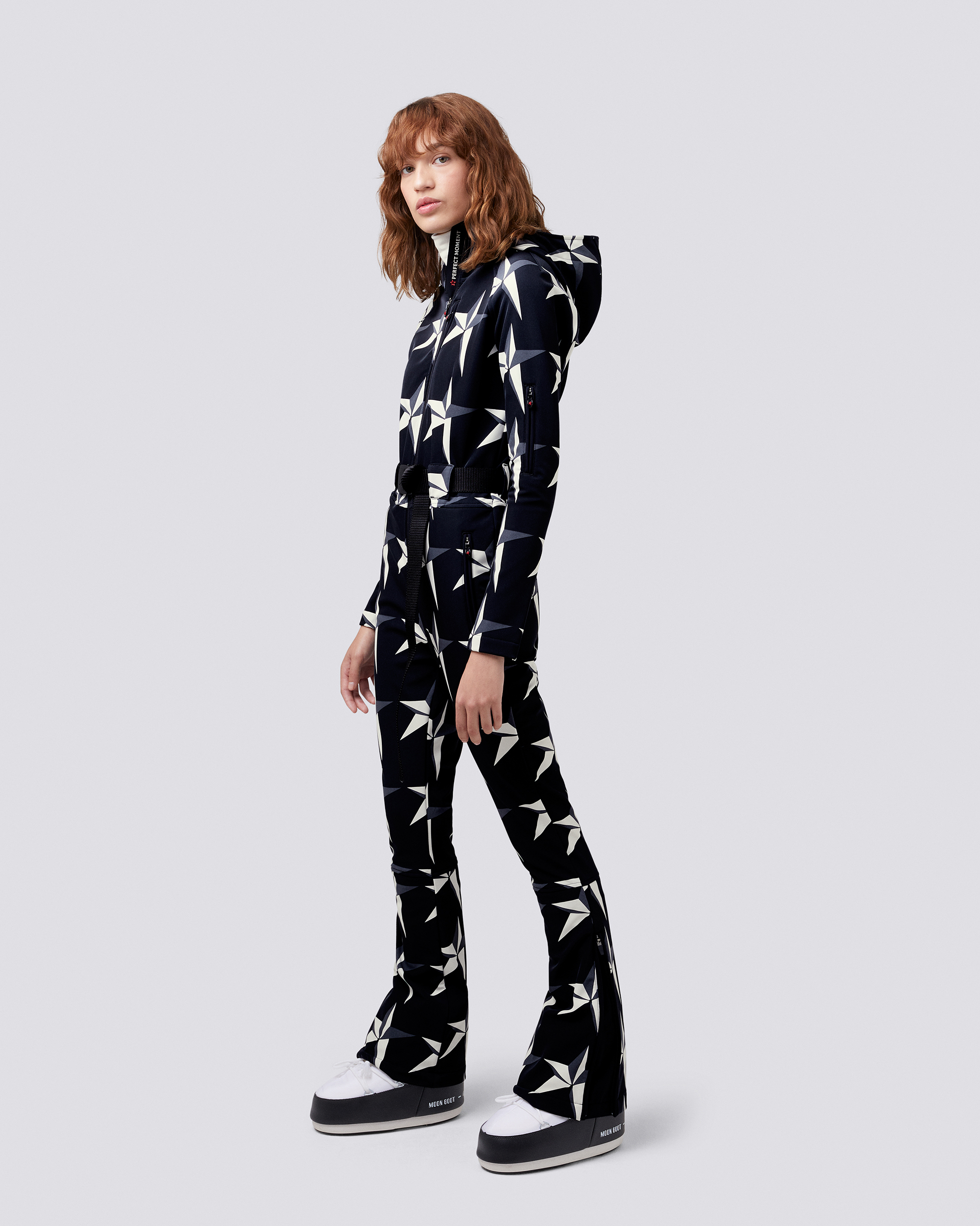 Perfect Moment Hooded Star Ski Suit Xs In Black-starlight-print