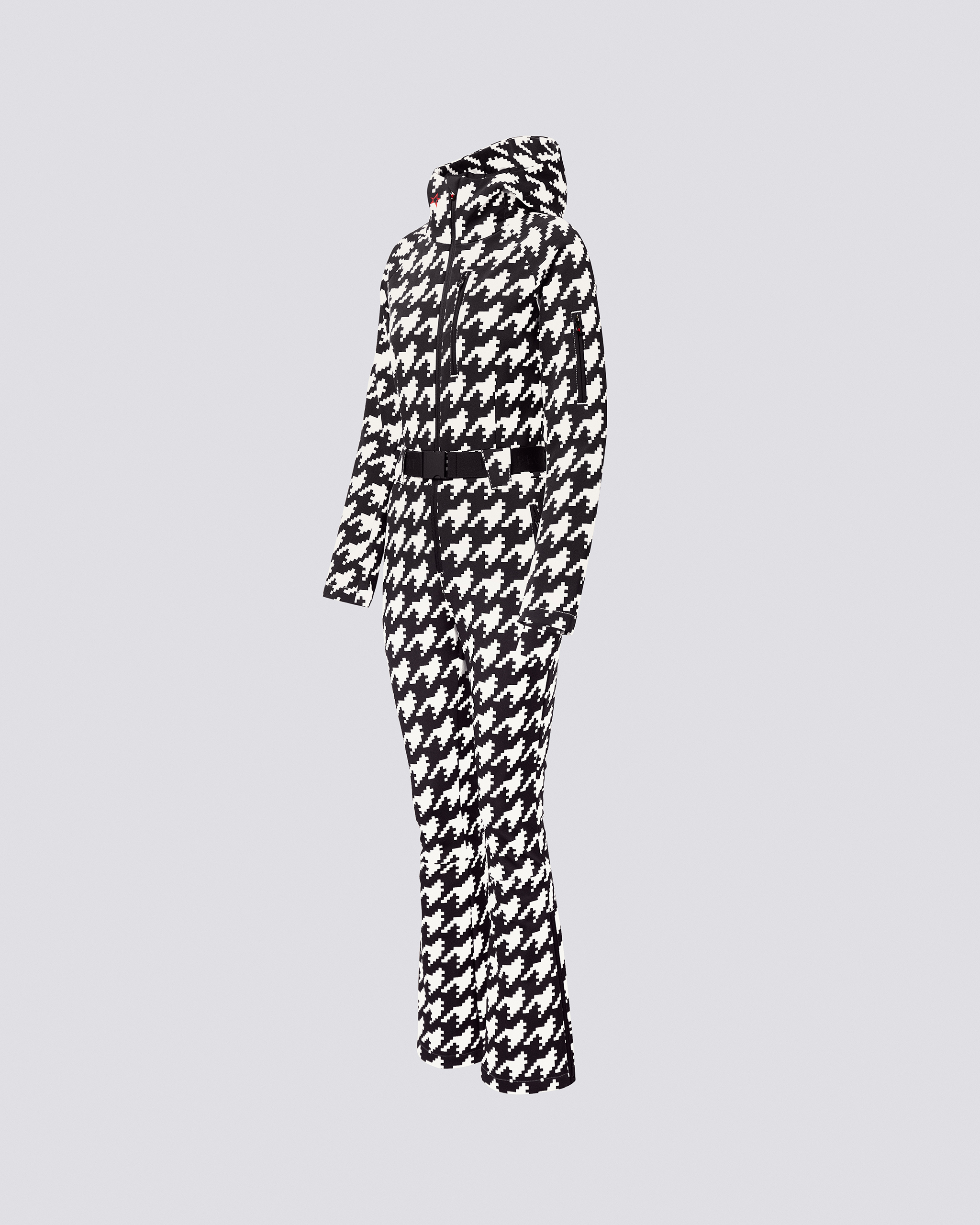 Perfect Moment Houndstooth Ski Suit In Black-white-houndstooth-print