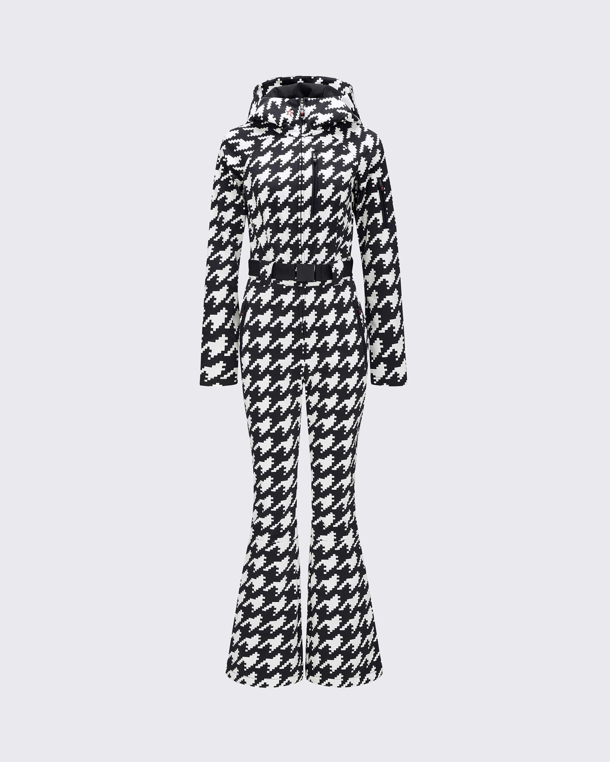 Shop Perfect Moment Houndstooth Ski Suit In Black-white-houndstooth-print