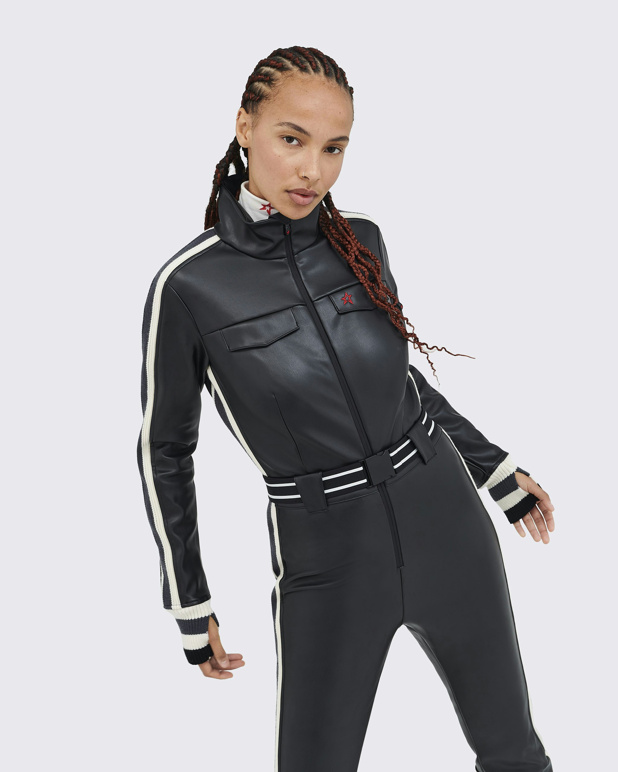 Vegan Leather Crystal Ski Suit | Perfect Moment