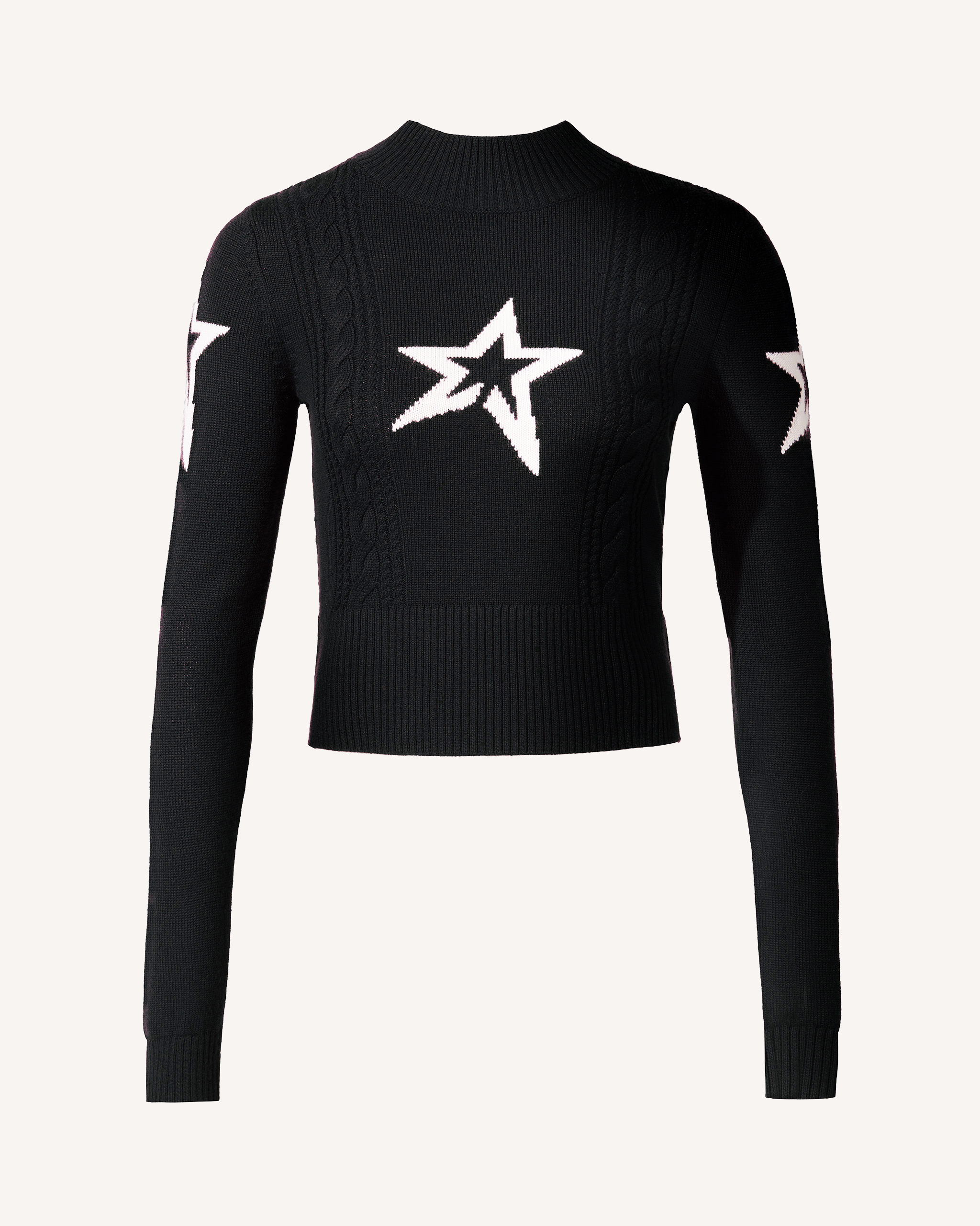 Perfect Moment Cable Merino Wool Sweater Xl In Black