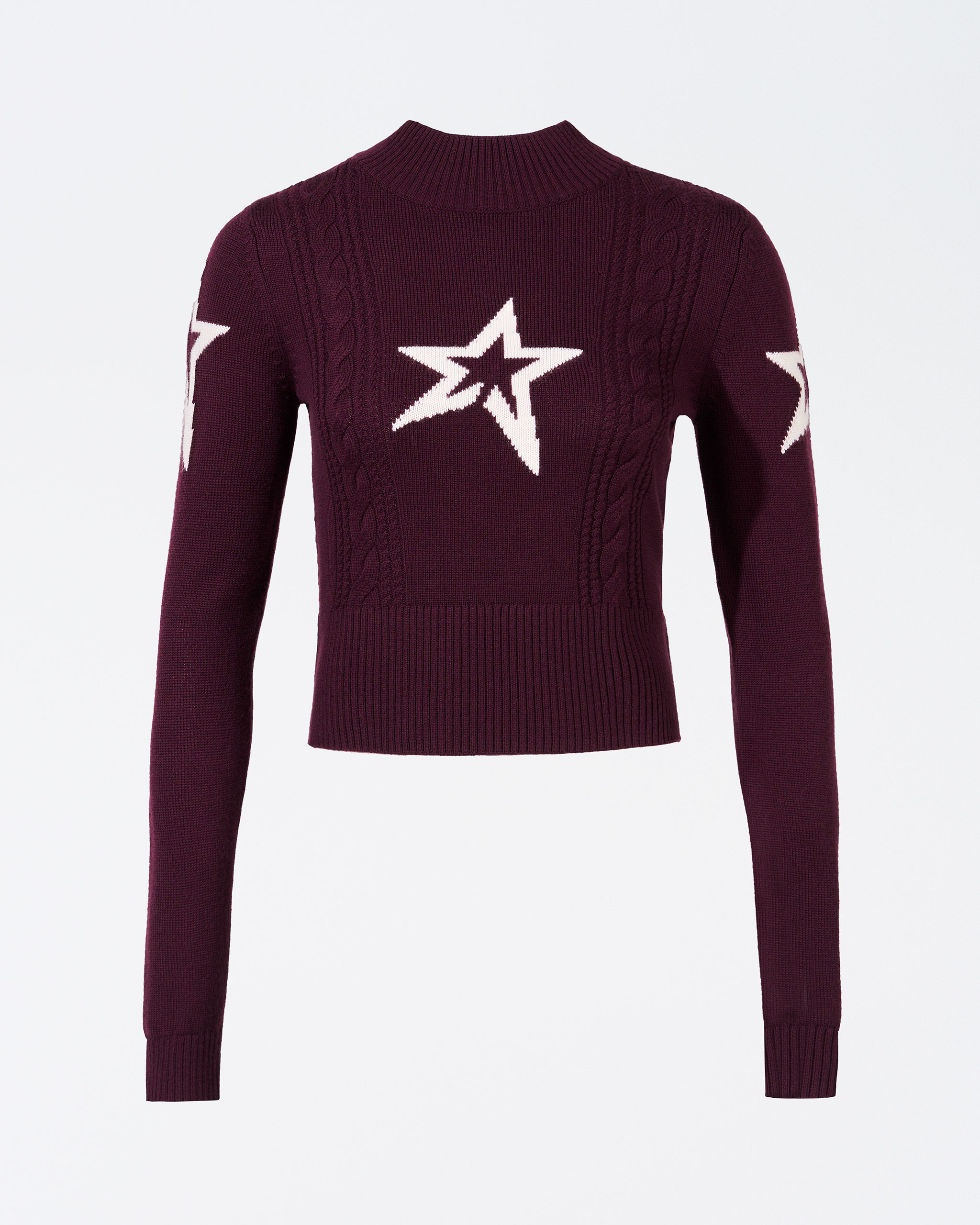 Perfect Moment Cable Merino Wool Sweater Xl In Burgundy