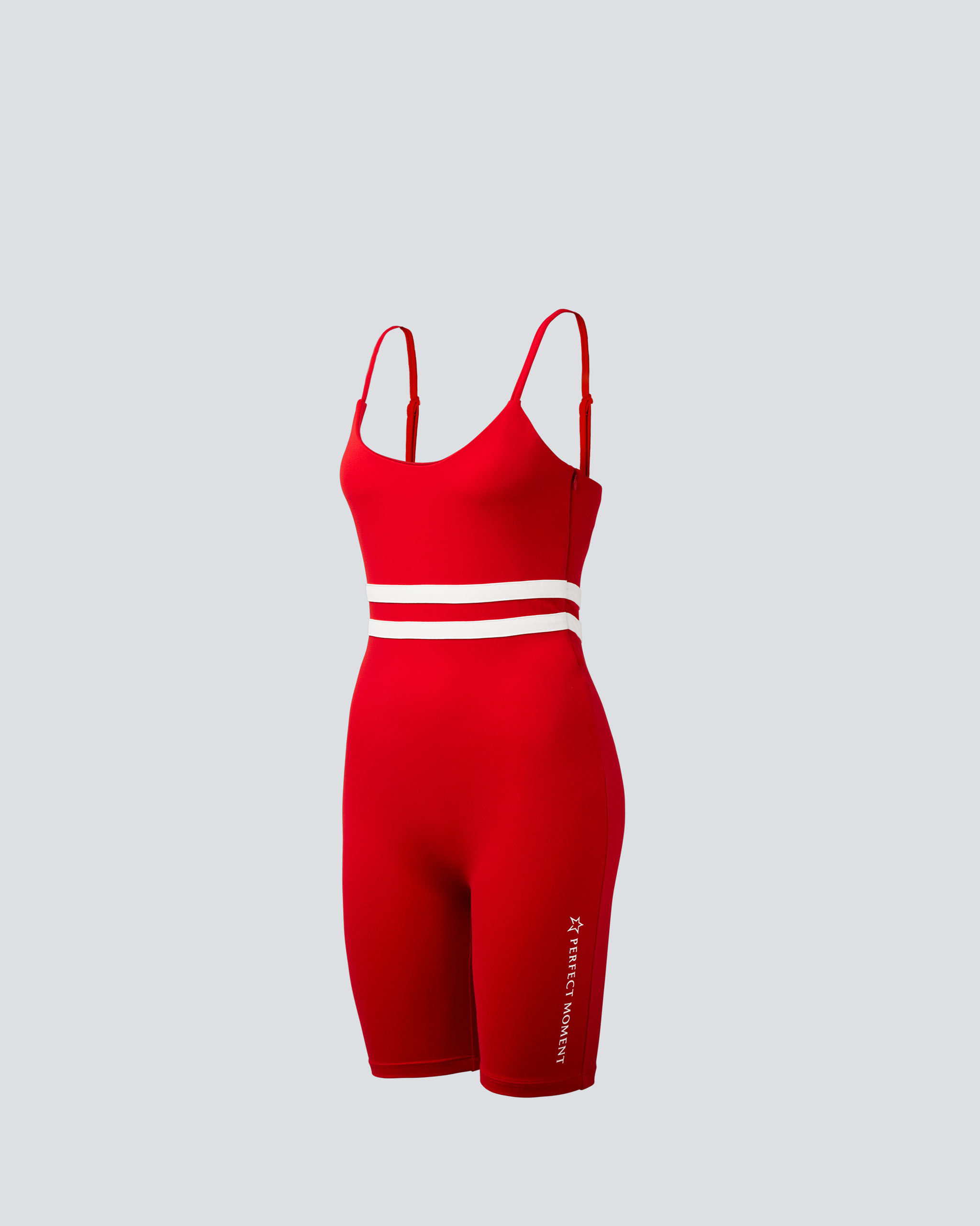 Perfect Moment Seamless Stripe Fitness Suit In Red