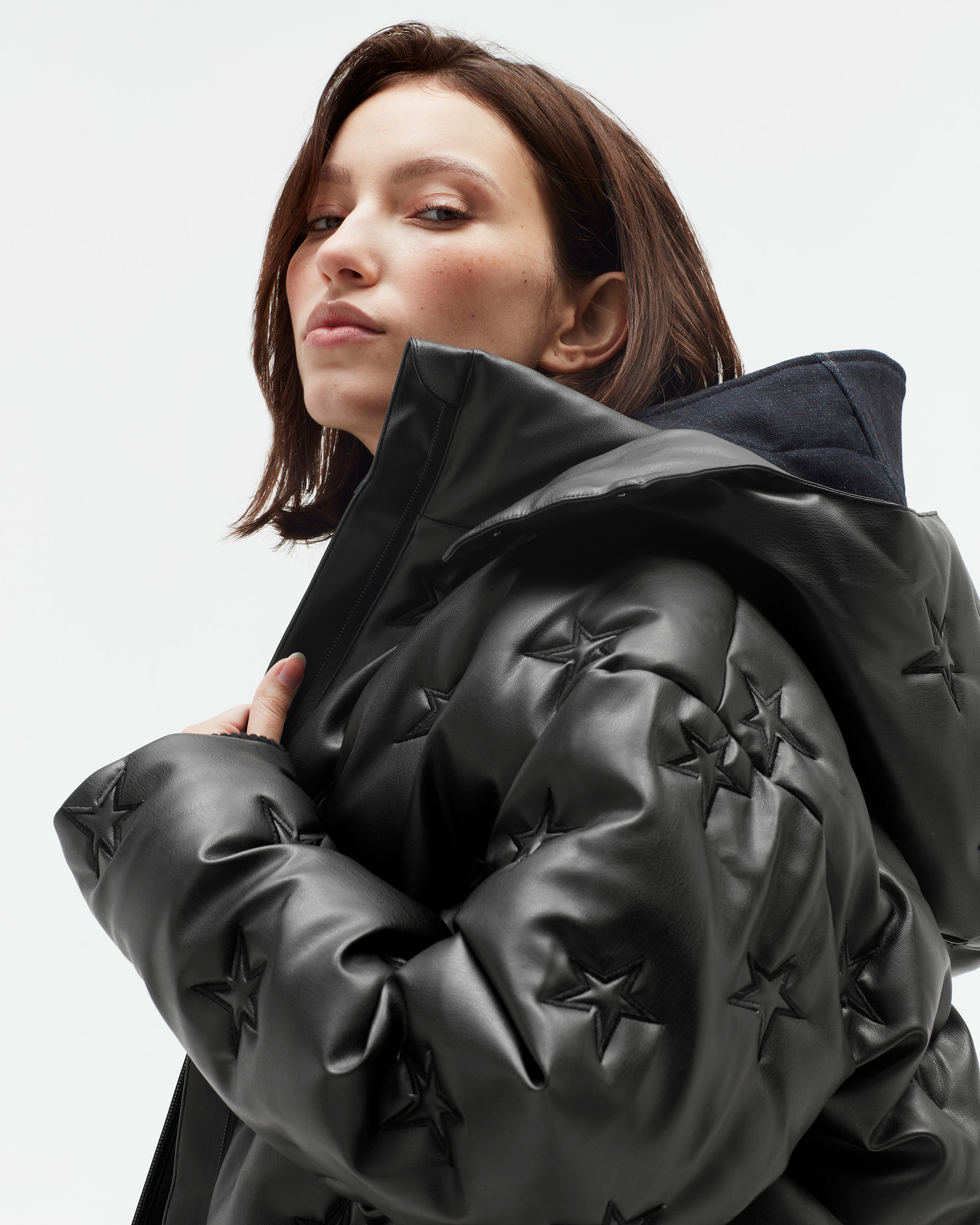 Supernova Vegan Leather Down Jacket | Perfect Moment