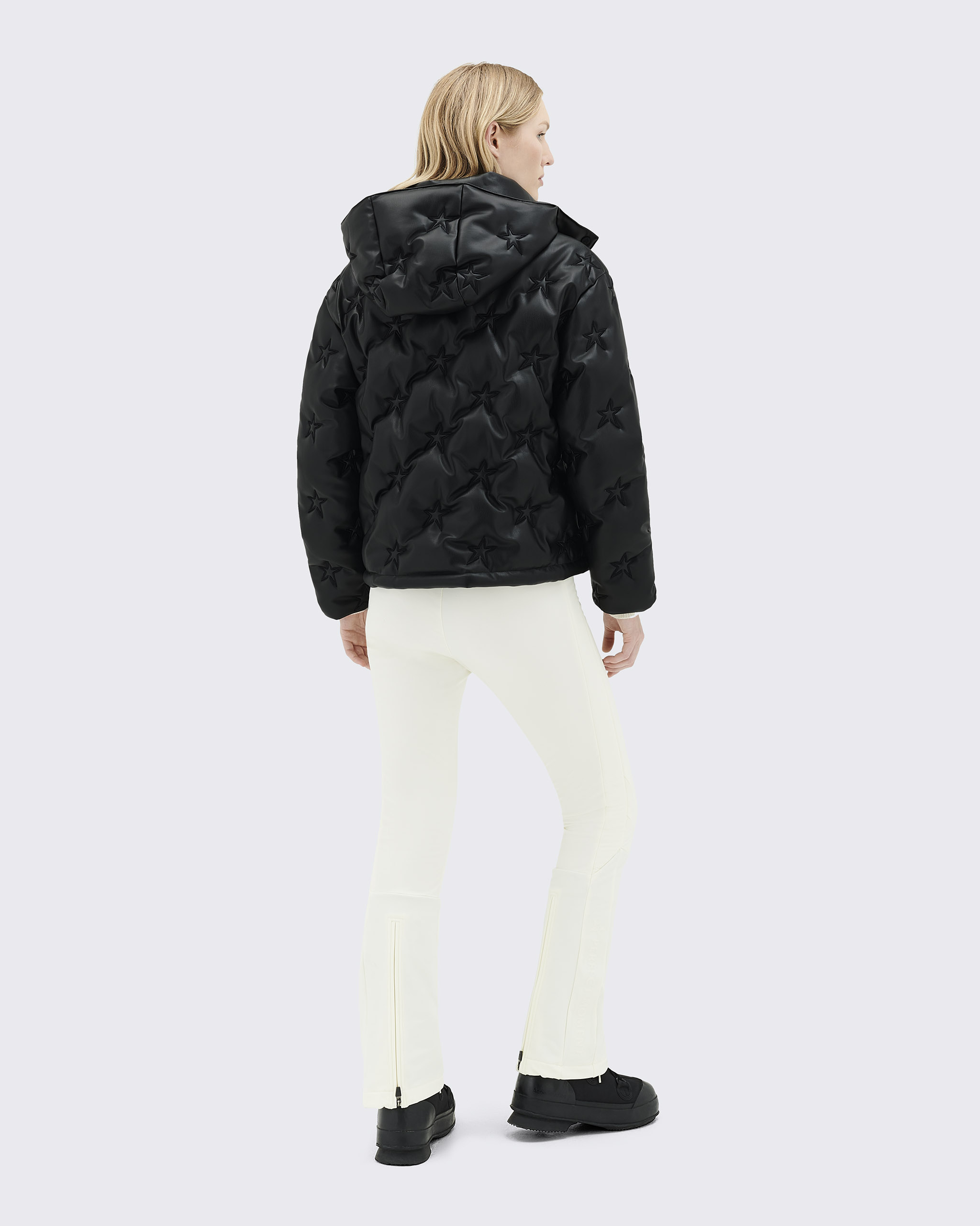 Perfect Moment Taos Faux Leather Down Jacket in Black