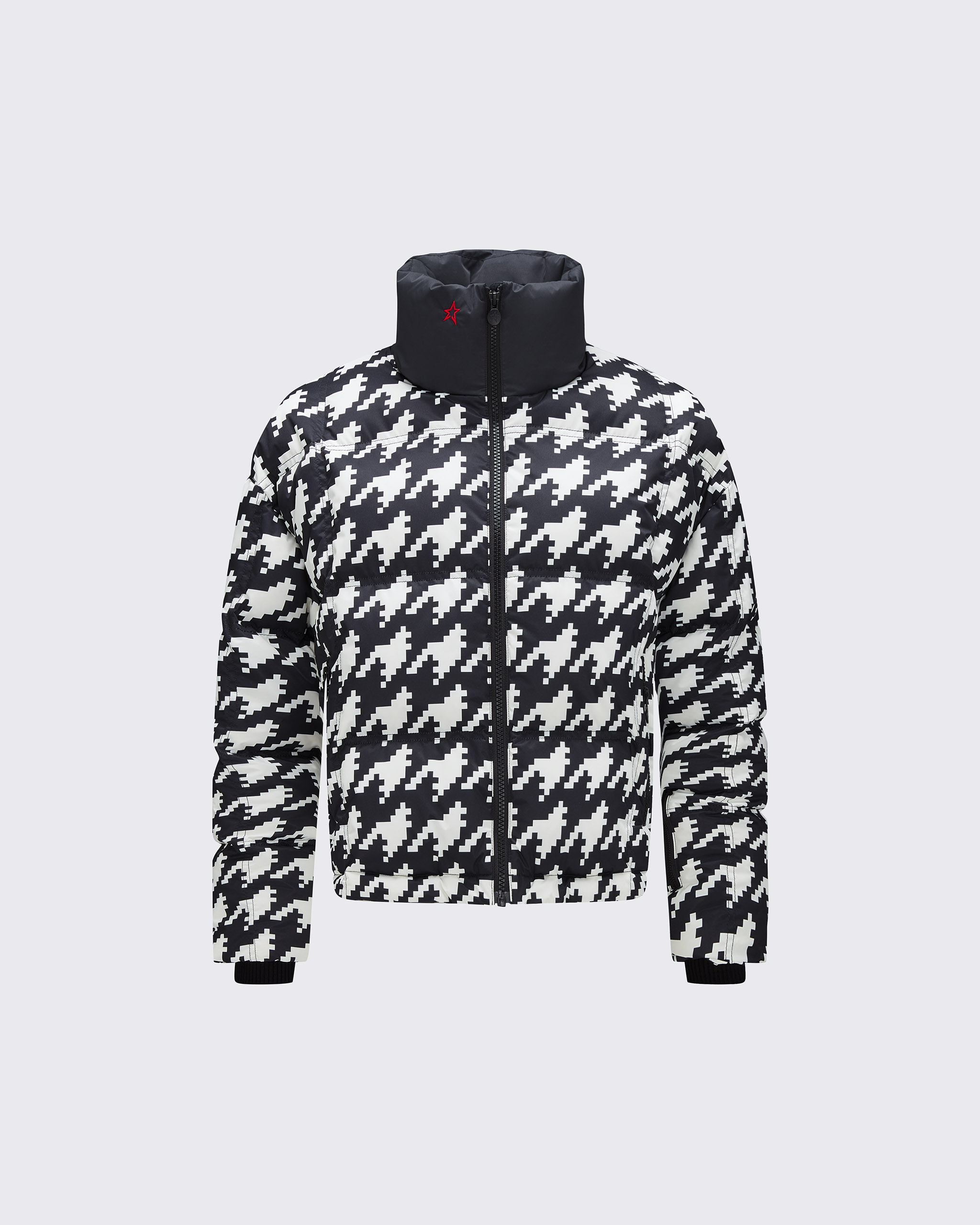 Perfect Moment Nevada Duvet Houndstooth Ski Jacket In Houndstooth-black-snow-white
