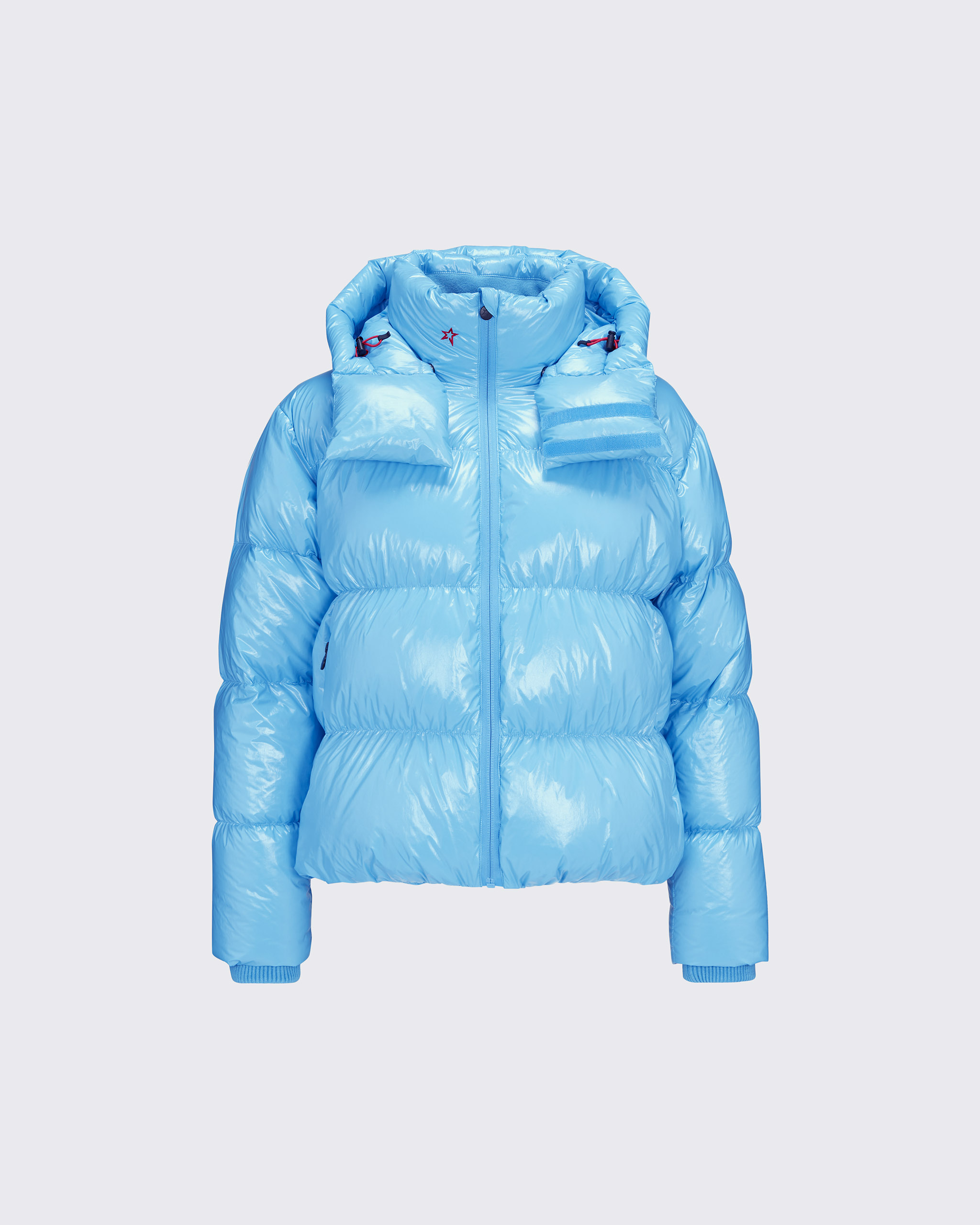 Shop Perfect Moment Houndstooth Après Duvet Down Jacket In Sky-blue-cire
