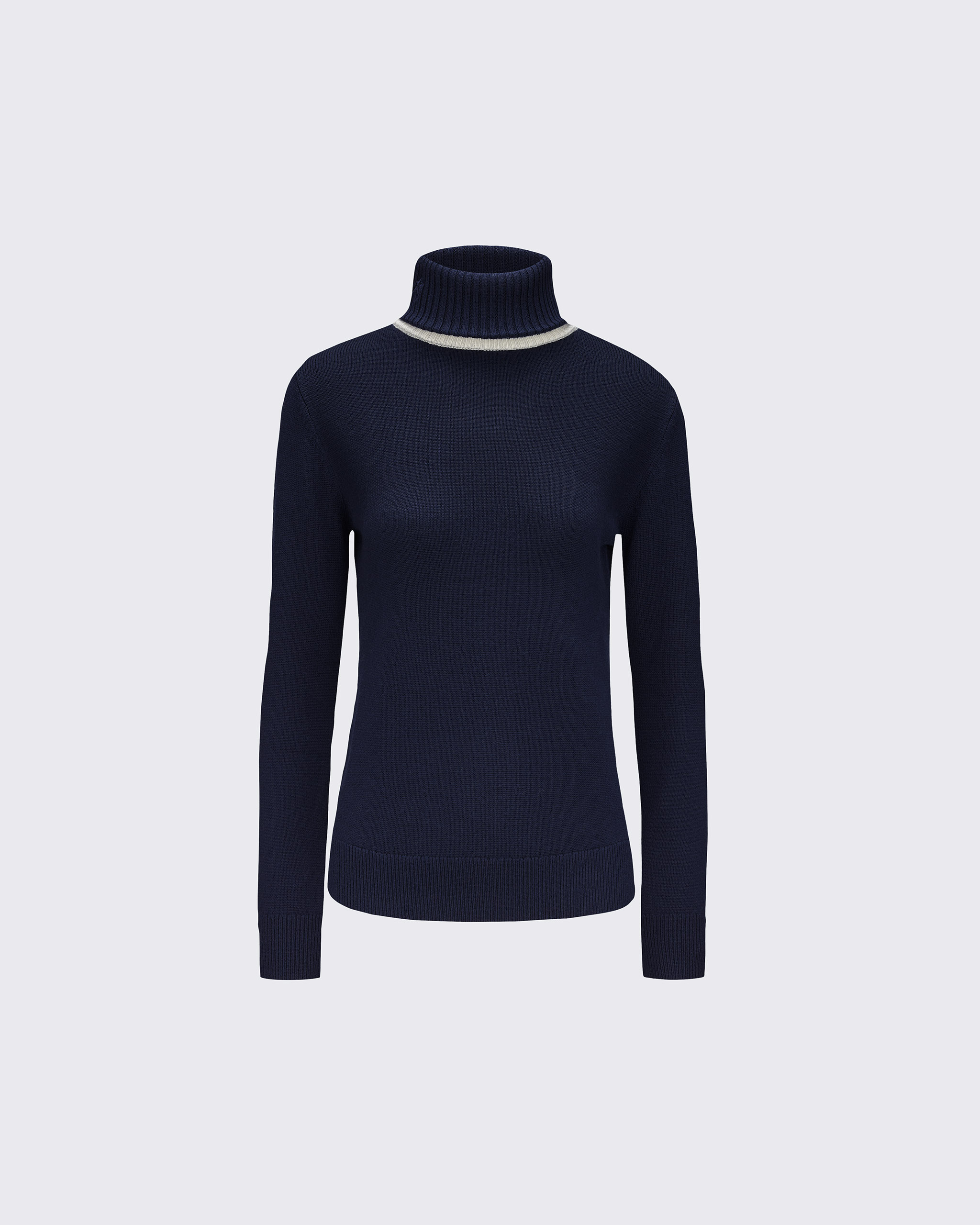 Perfect Moment Merino Wool Turtleneck Sweater Xl In Navy