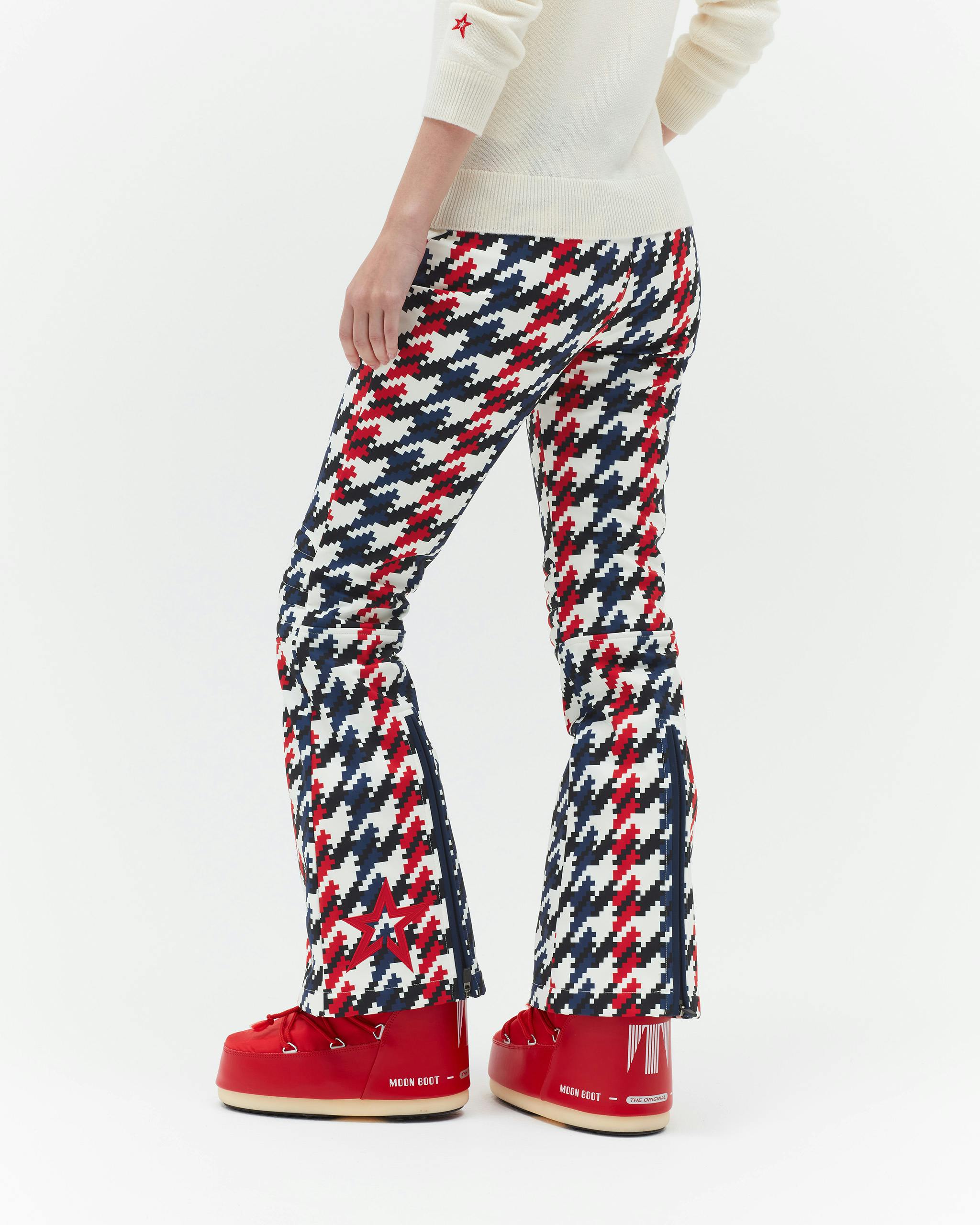 Houndstooth Mid-Rise Aurora Flare Pant 1