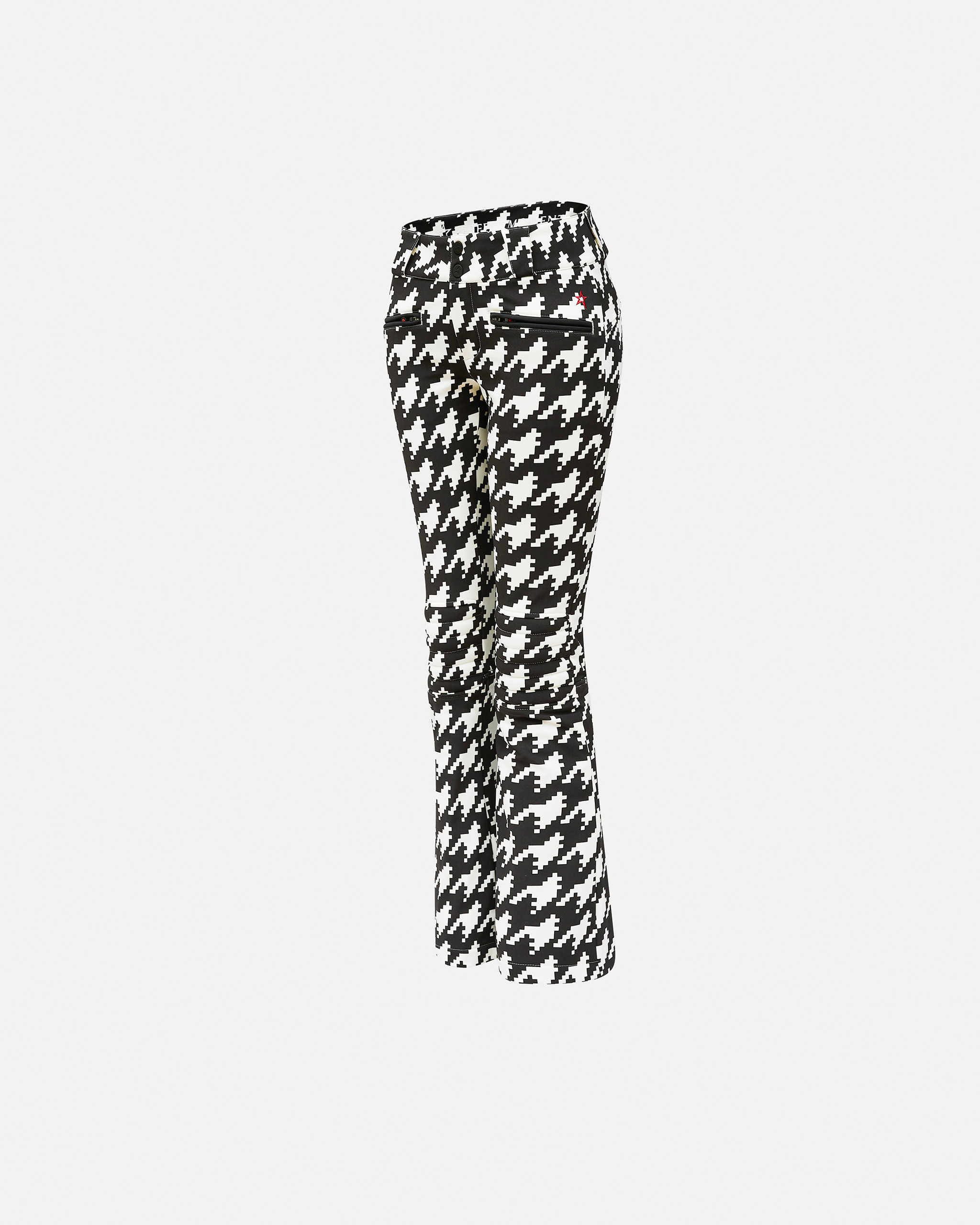 Perfect Moment Houndstooth Aurora Flare Pants In Black-white-houndstooth-print