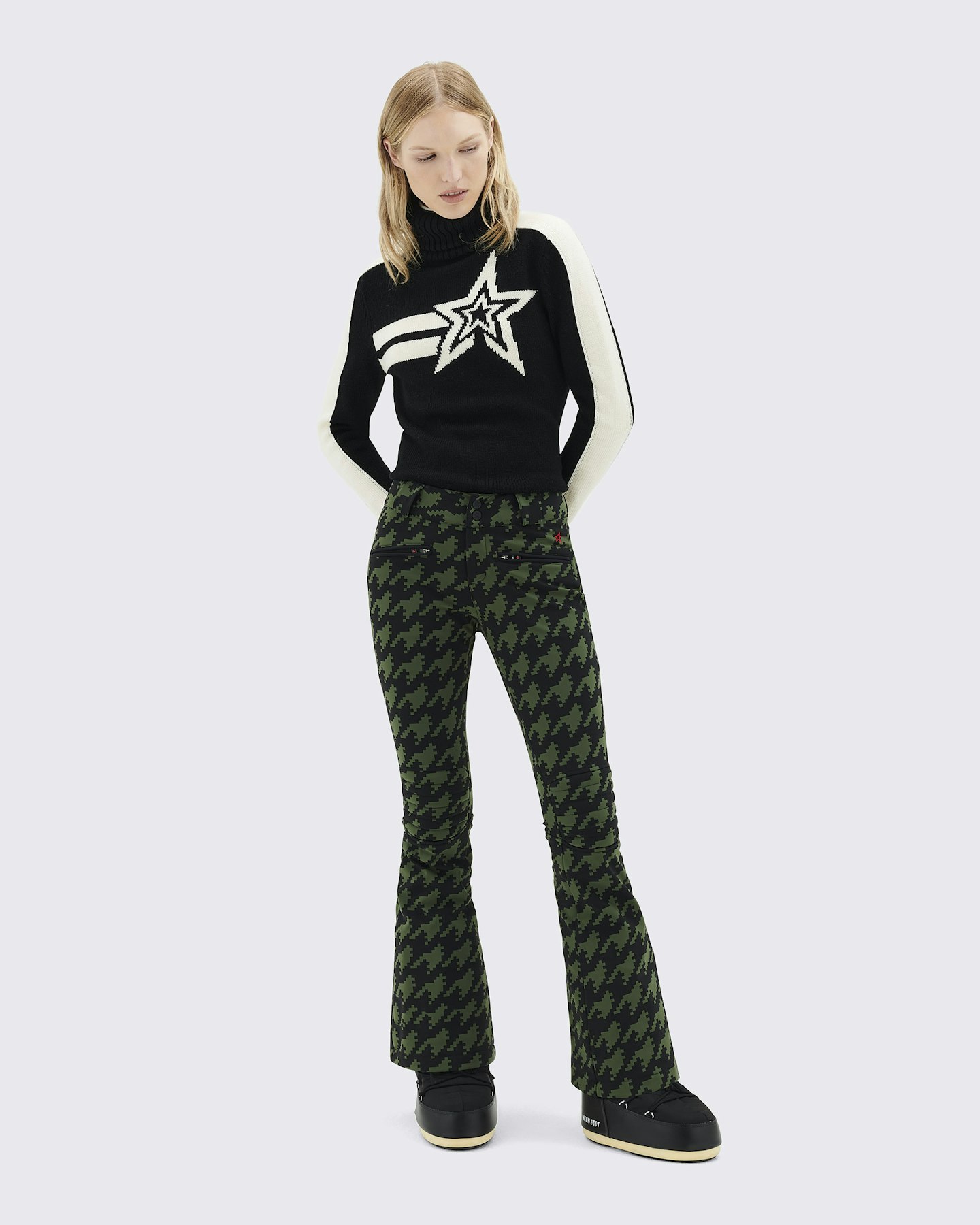 Houndstooth Mid-Rise Aurora Flare Pant 1
