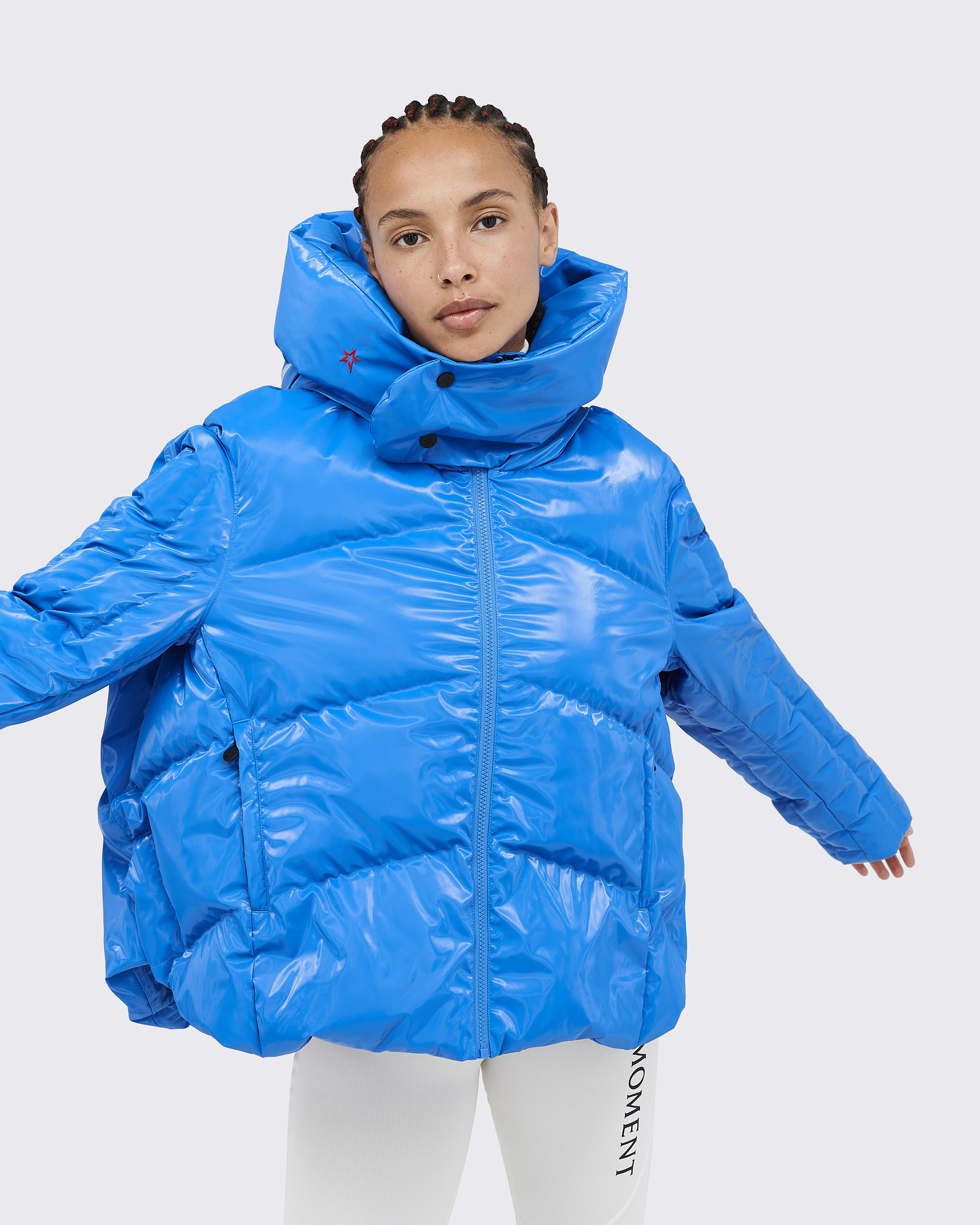 エムミーエメ　Bijou ribbon down jacket blue Orelle Down Jacket | Perfect Moment