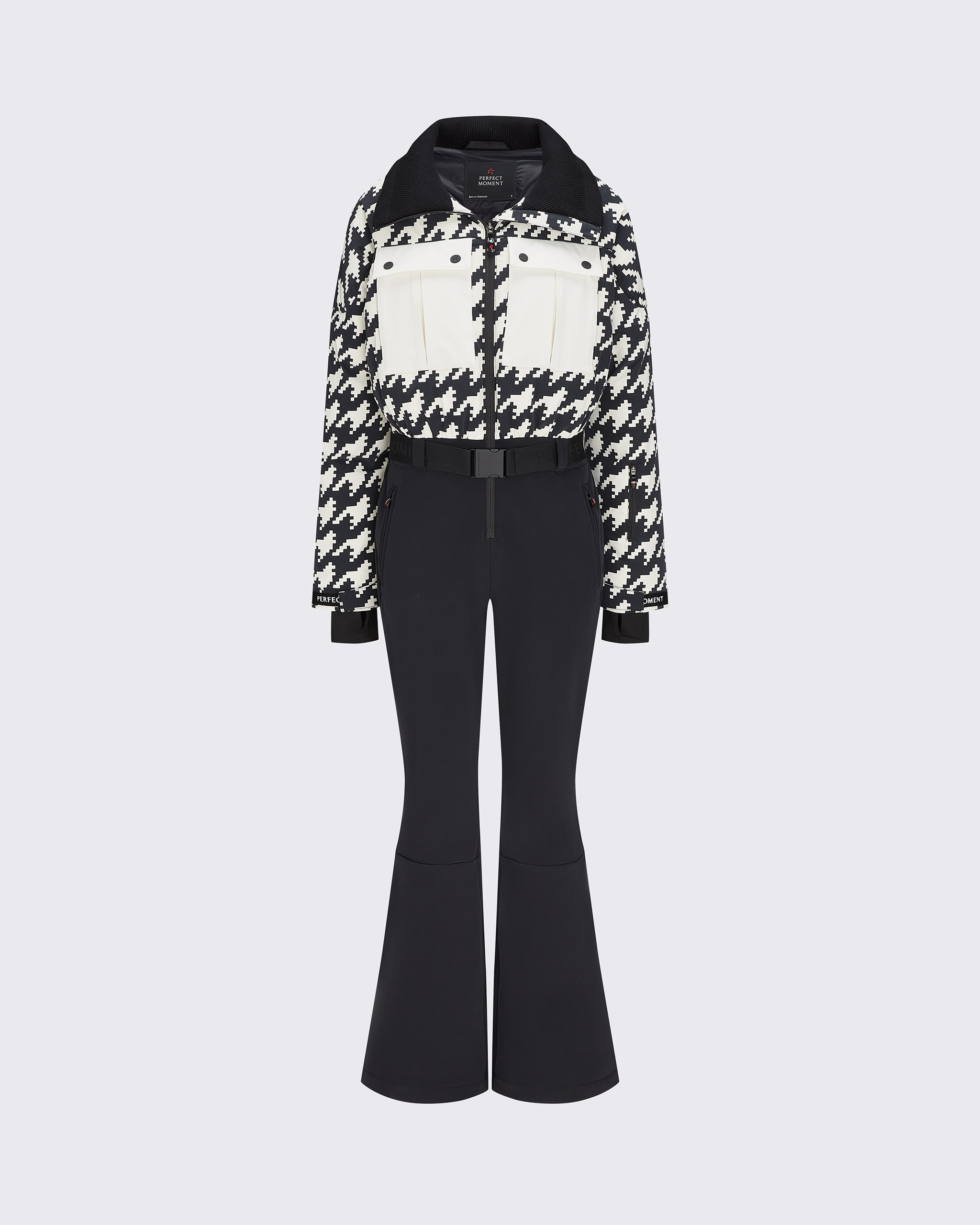 Perfect Moment Houndstooth Helen Ski Suit Xl In Houndstooth-black-snow-white