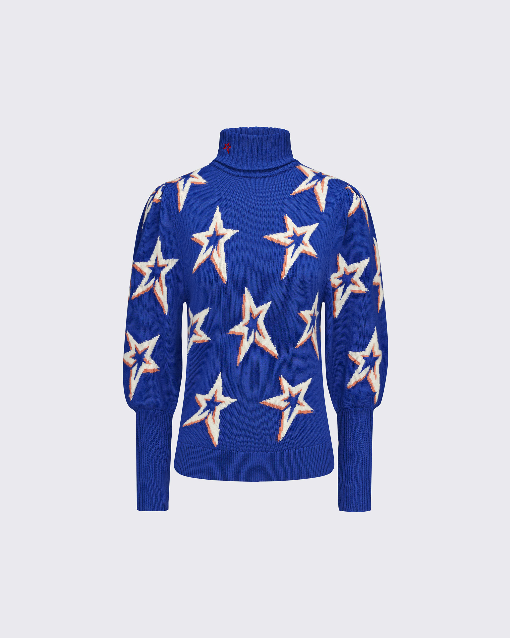 Perfect Moment Star Dust Balloon Sleeve Sweater L In Cobalt