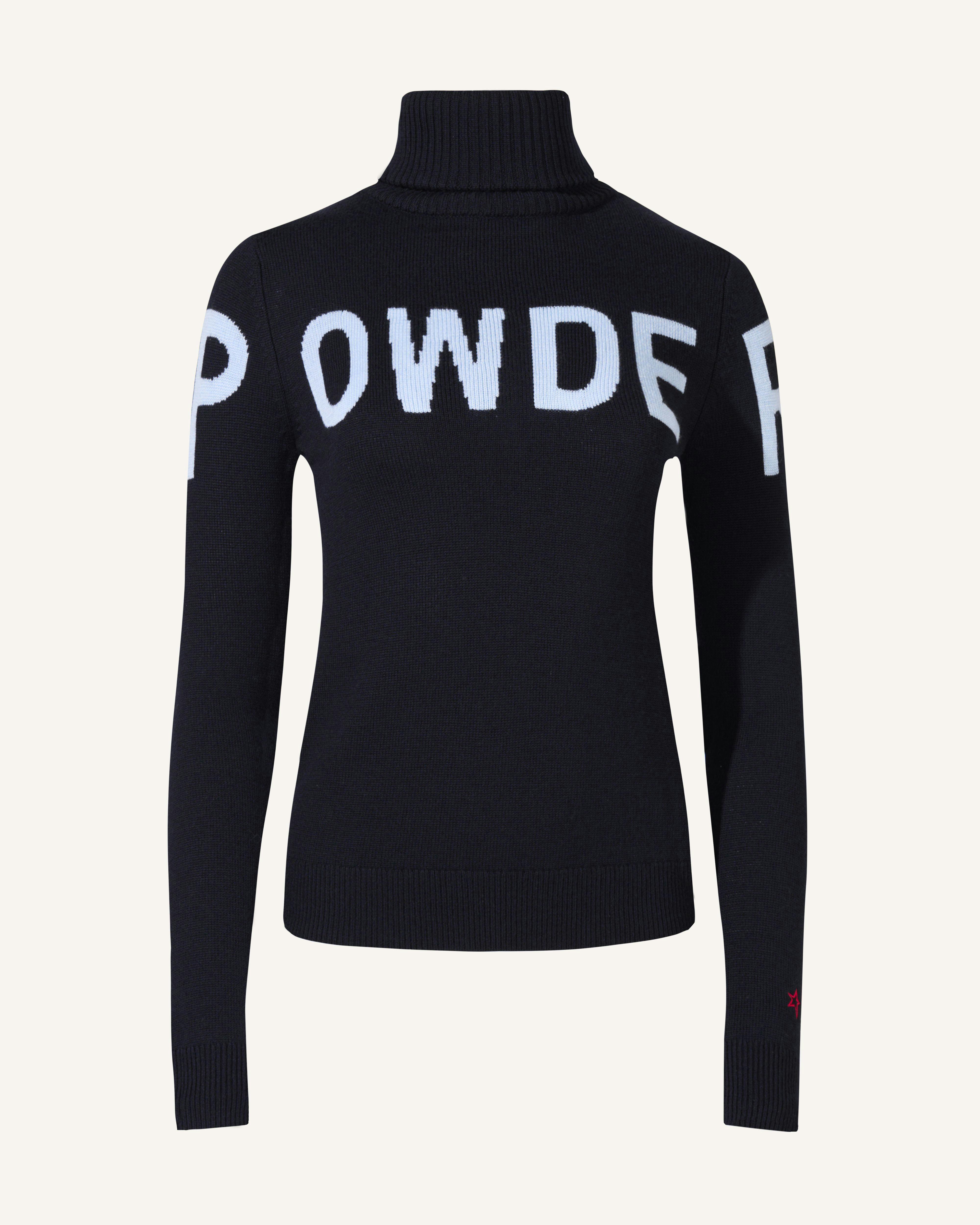 Perfect Moment Women's Powder Merino Wool Sweater, Ski Knitwear, Dark Charcoal Blue, L